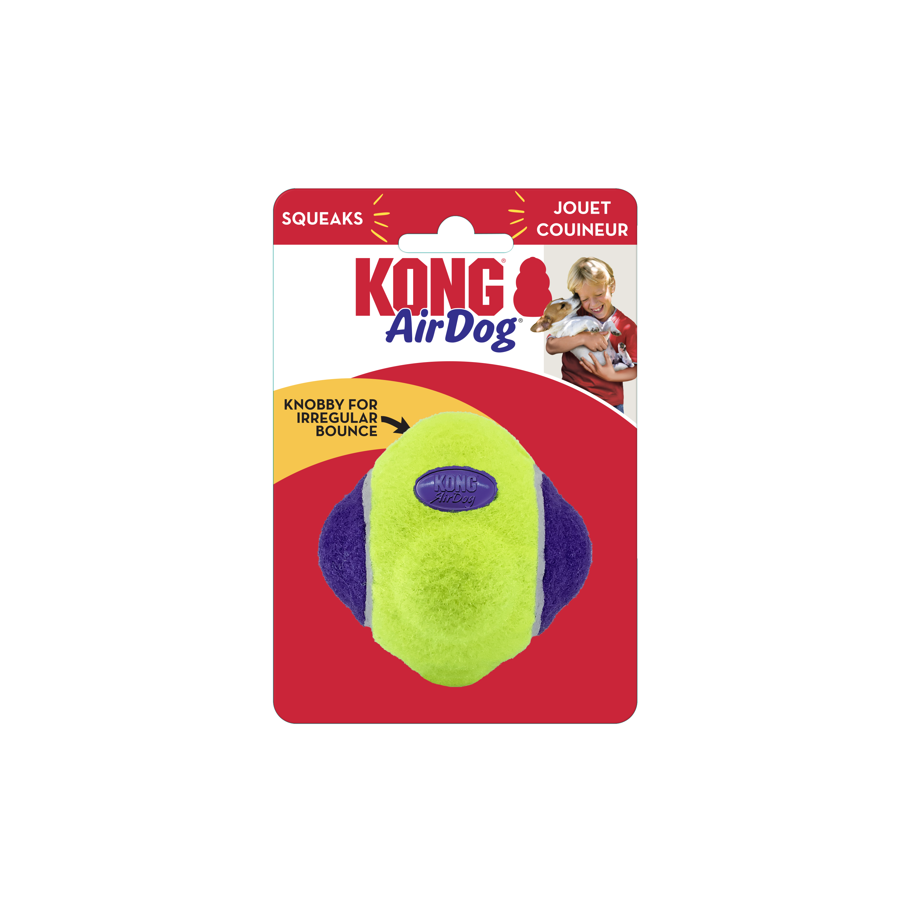 AirDog Squeaker Knobby Bal onpack product afbeelding