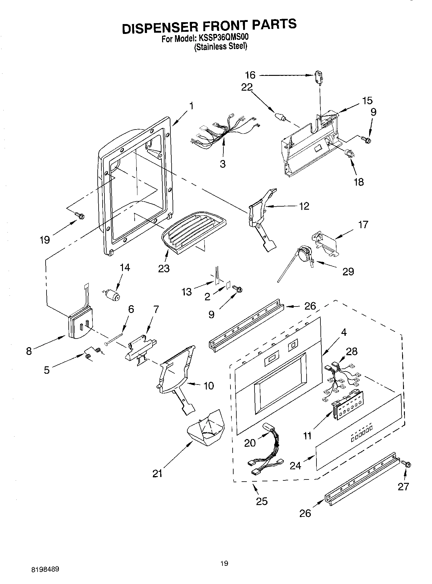 12 - DISPENSER AND FRONT PARTS