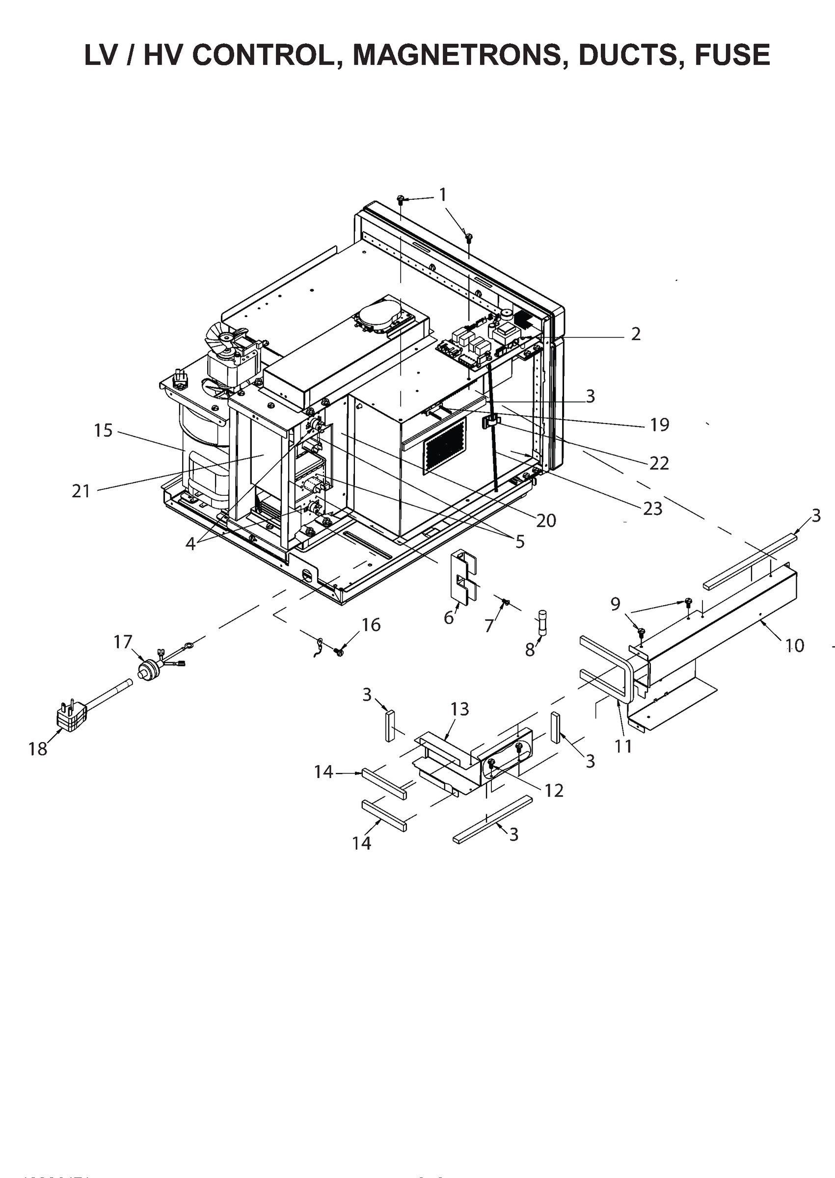 LV/HV CONTROL, MAGNETRONS, DUCTS, FUSE
