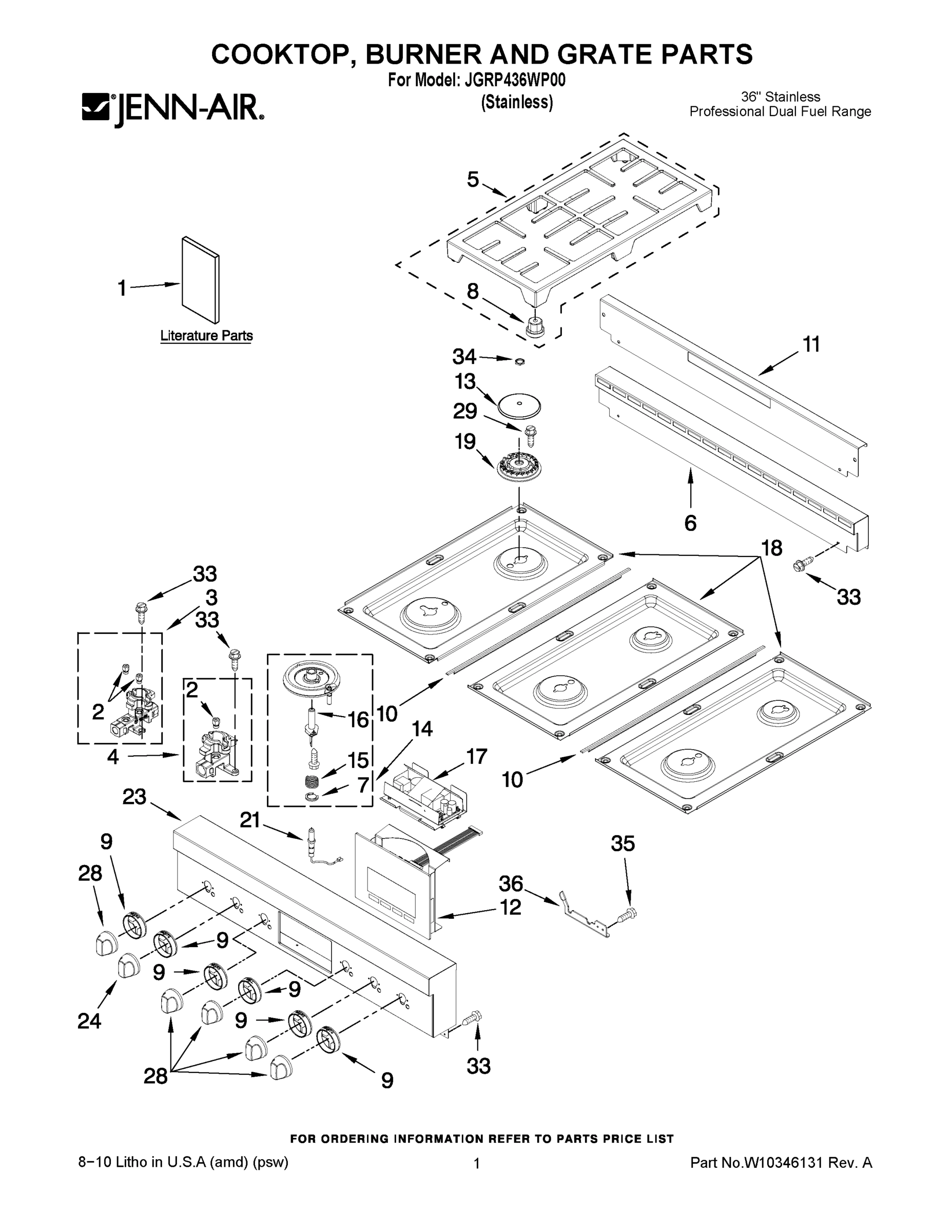01 - COOKTOP, BURNER AND GRATE PARTS