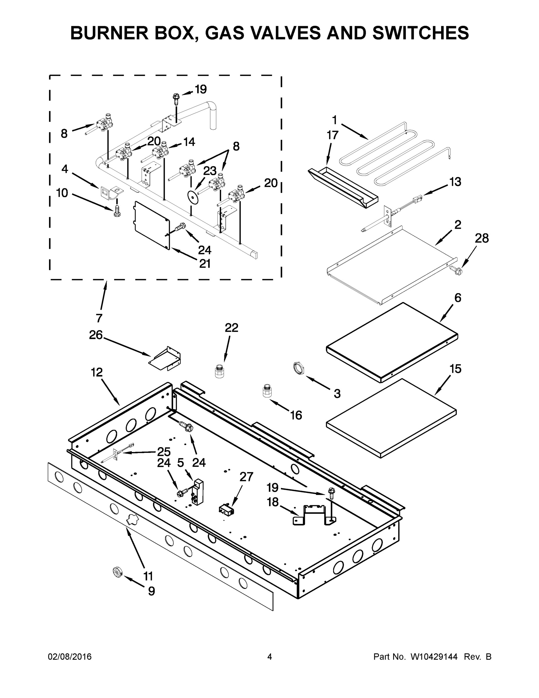 03 - BURNER BOX, GAS VALVES AND SWITCHES