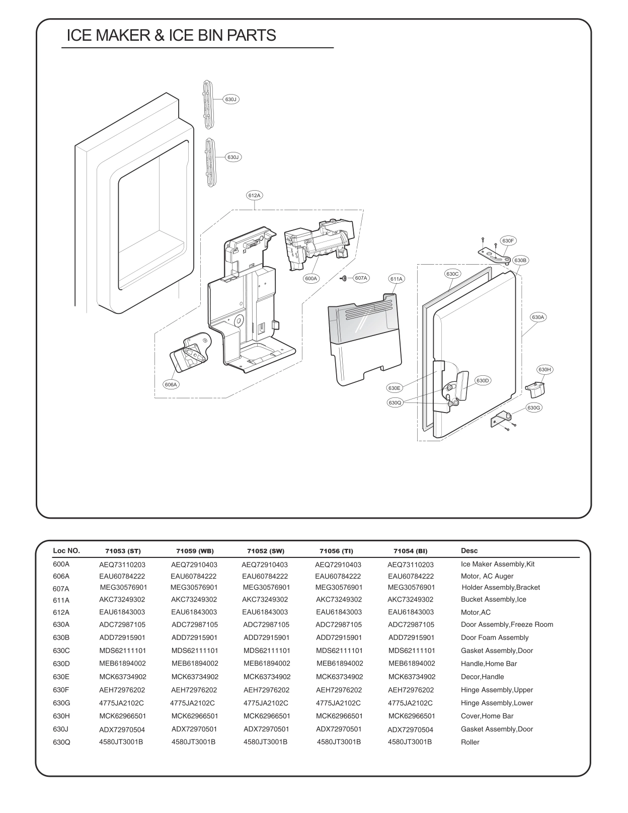 ICE MAKER & ICE BIN PARTS