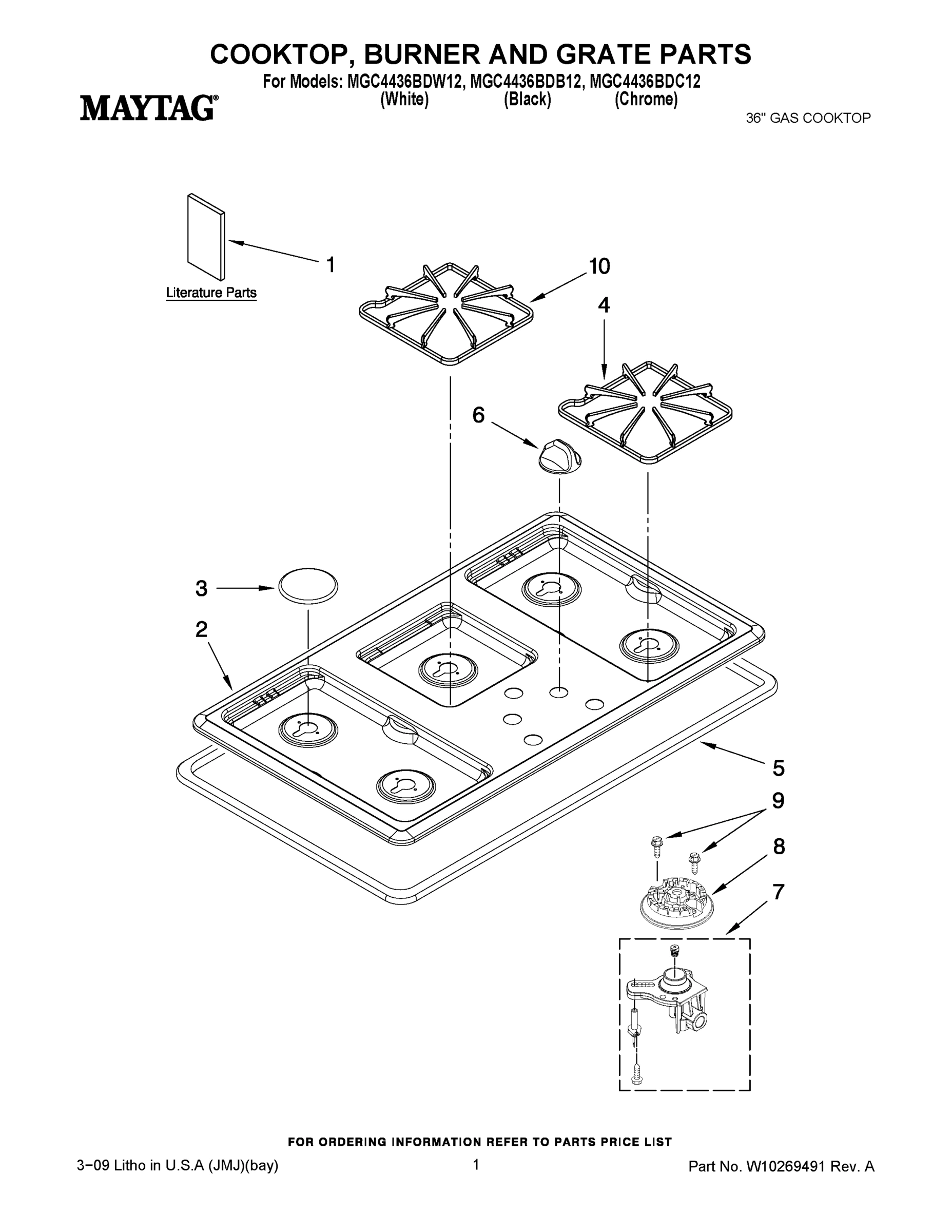 01 - COOKTOP, BURNER AND GRATE PARTS