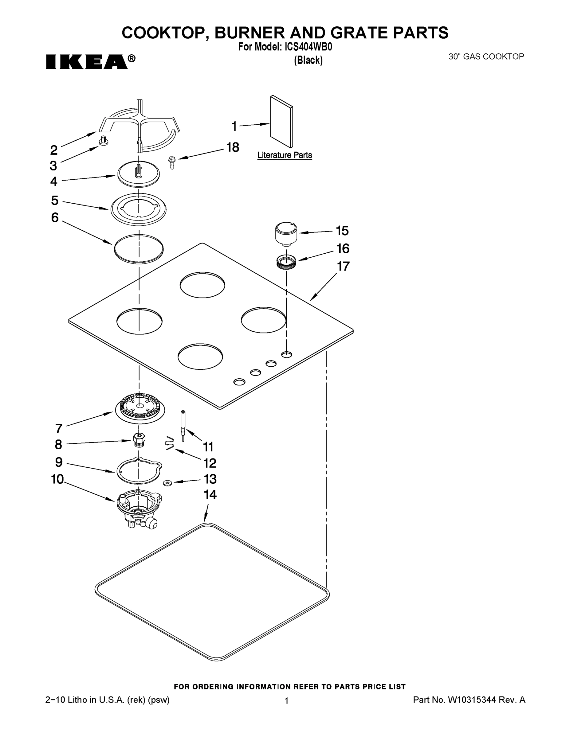 01 - COOKTOP, BURNER AND GRATE PARTS