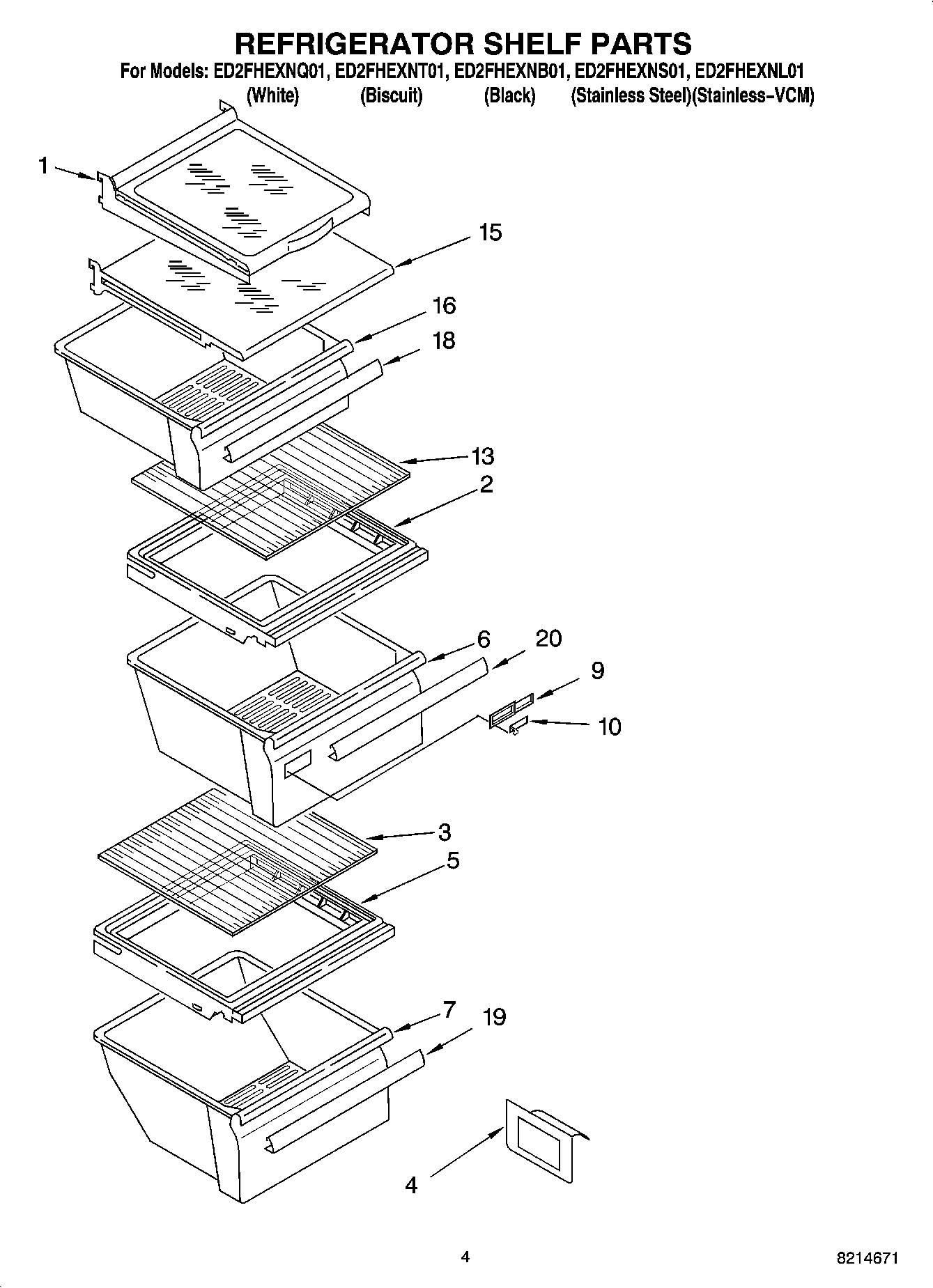 03 - REFRIGERATOR SHELF PARTS