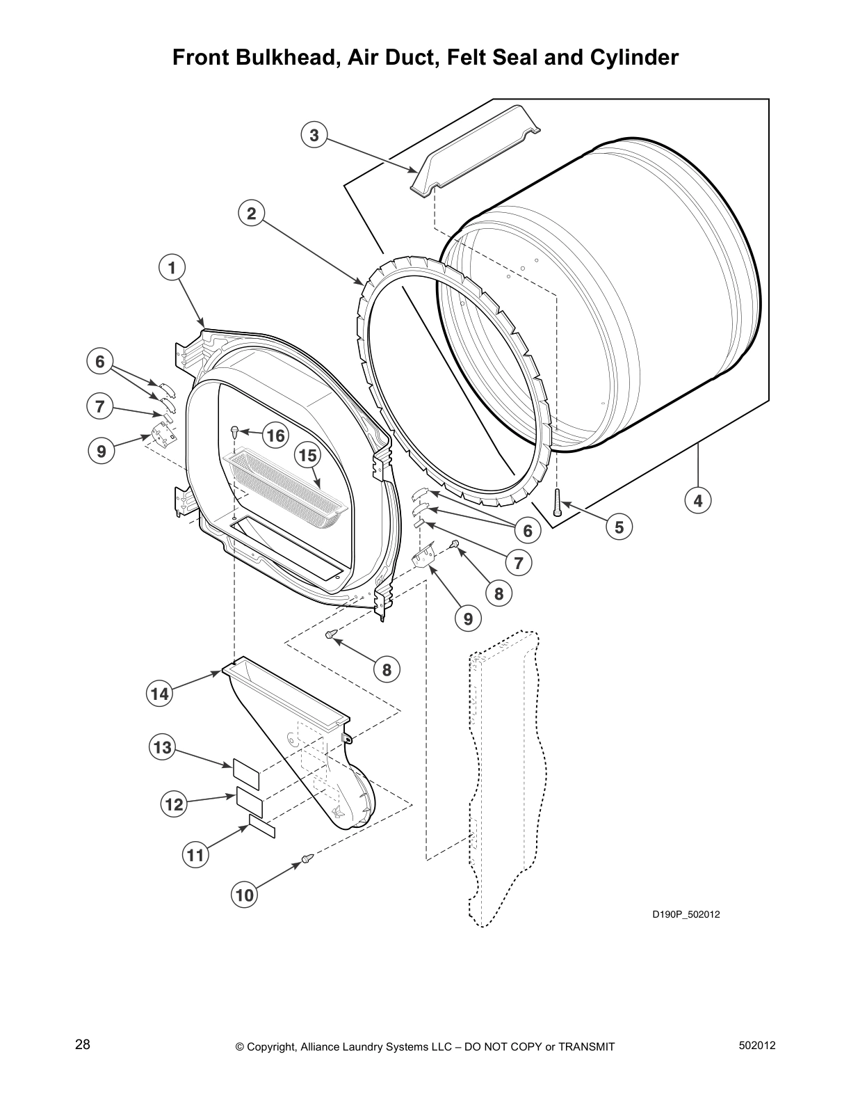 Front Bulkhead, Air Duct, Felt Seal and Cylinder