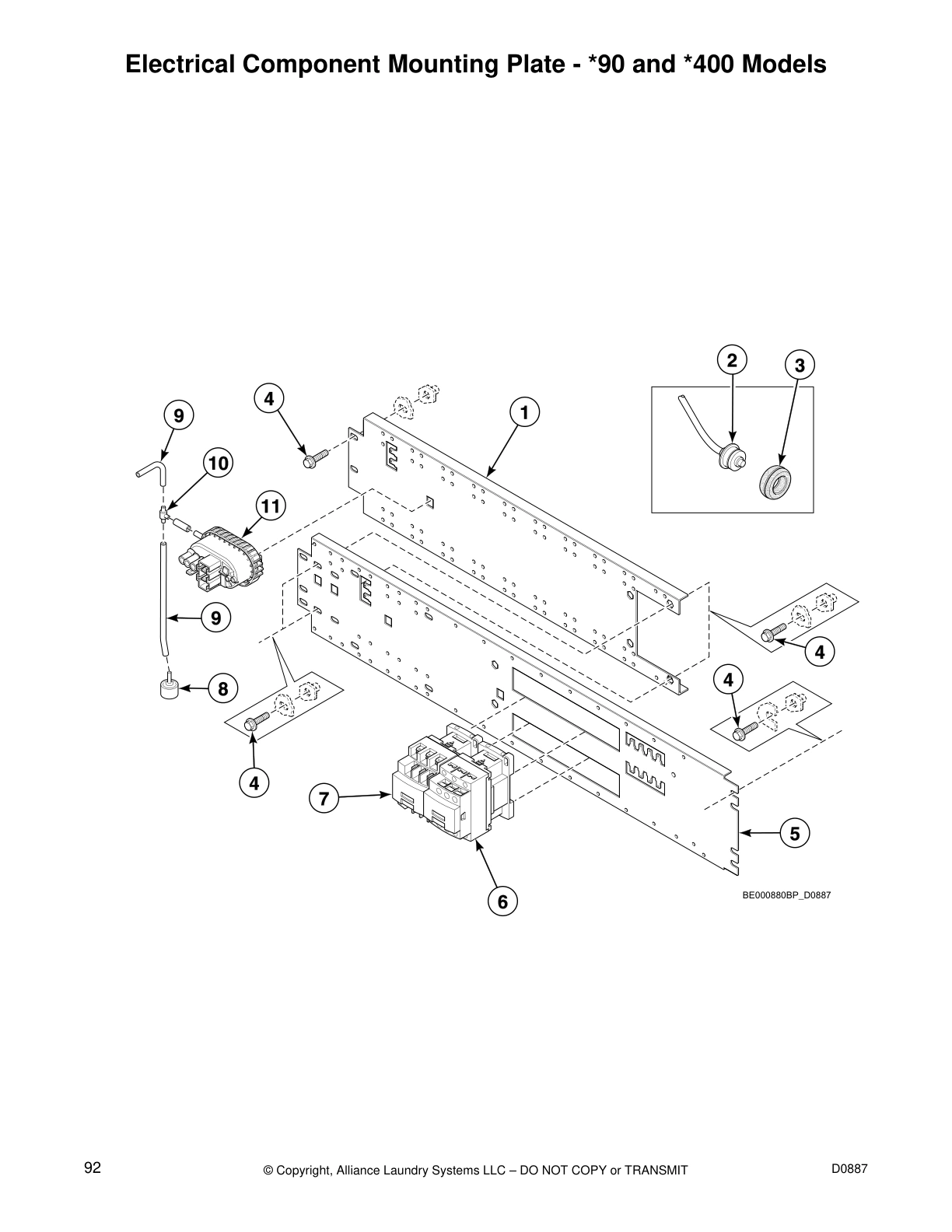 Electrical Component Mounting Plate - *90 and *400 Models