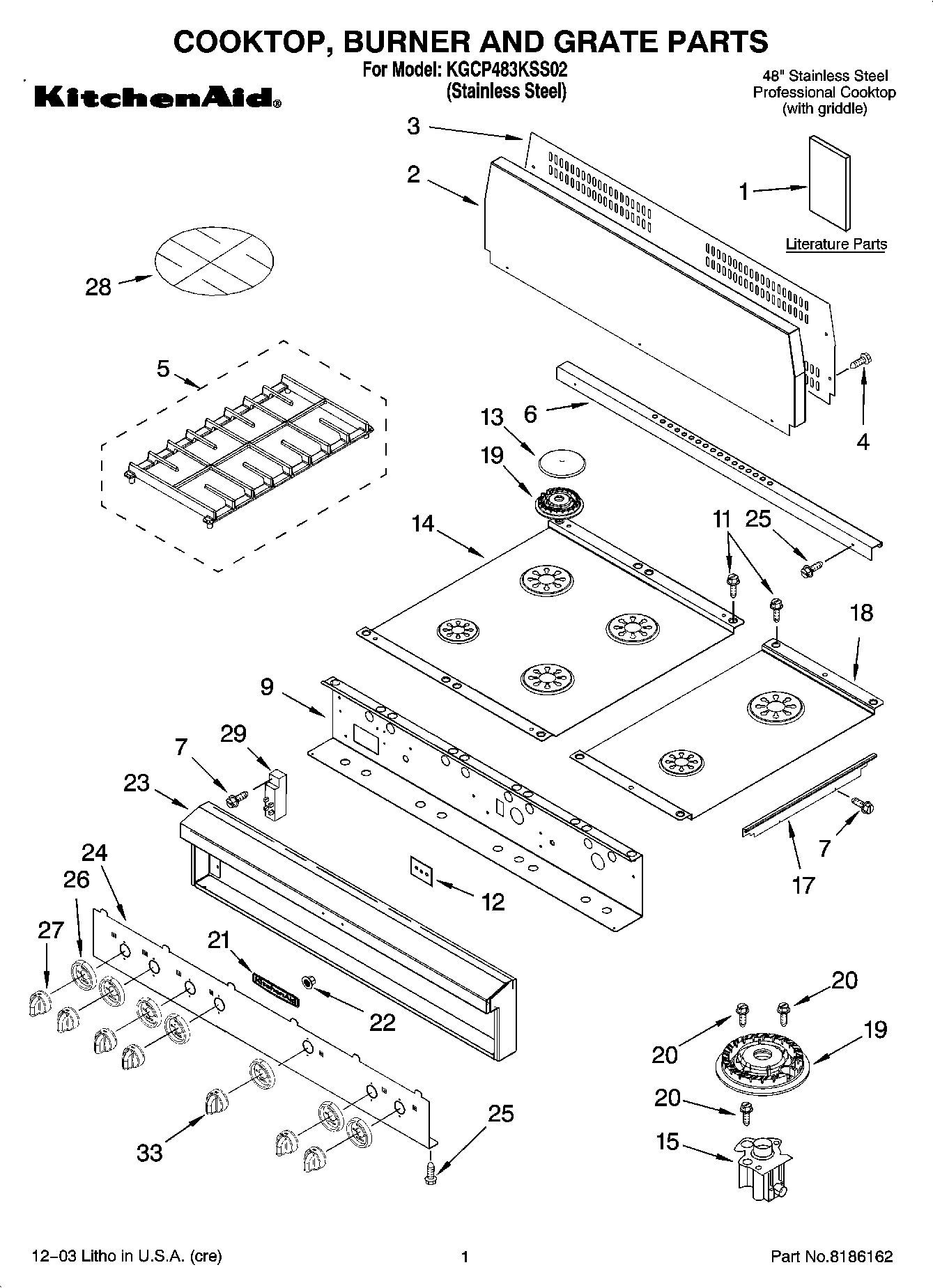 01 - COOKTOP, BURNER AND GRATE PARTS