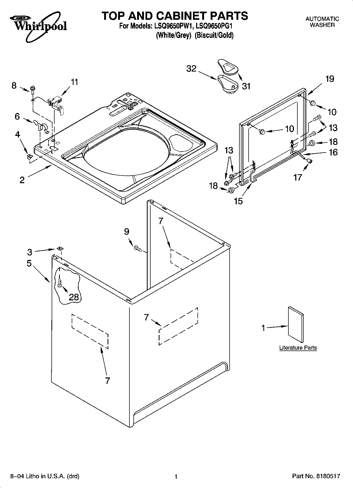 01 - TOP AND CABINET PARTS
