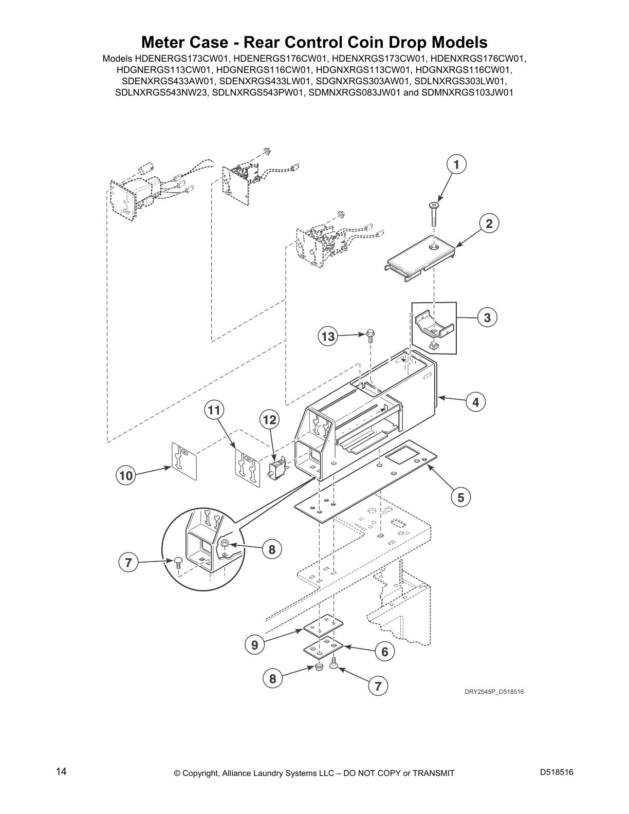 Meter Case - Rear Control Coin Drop Models
