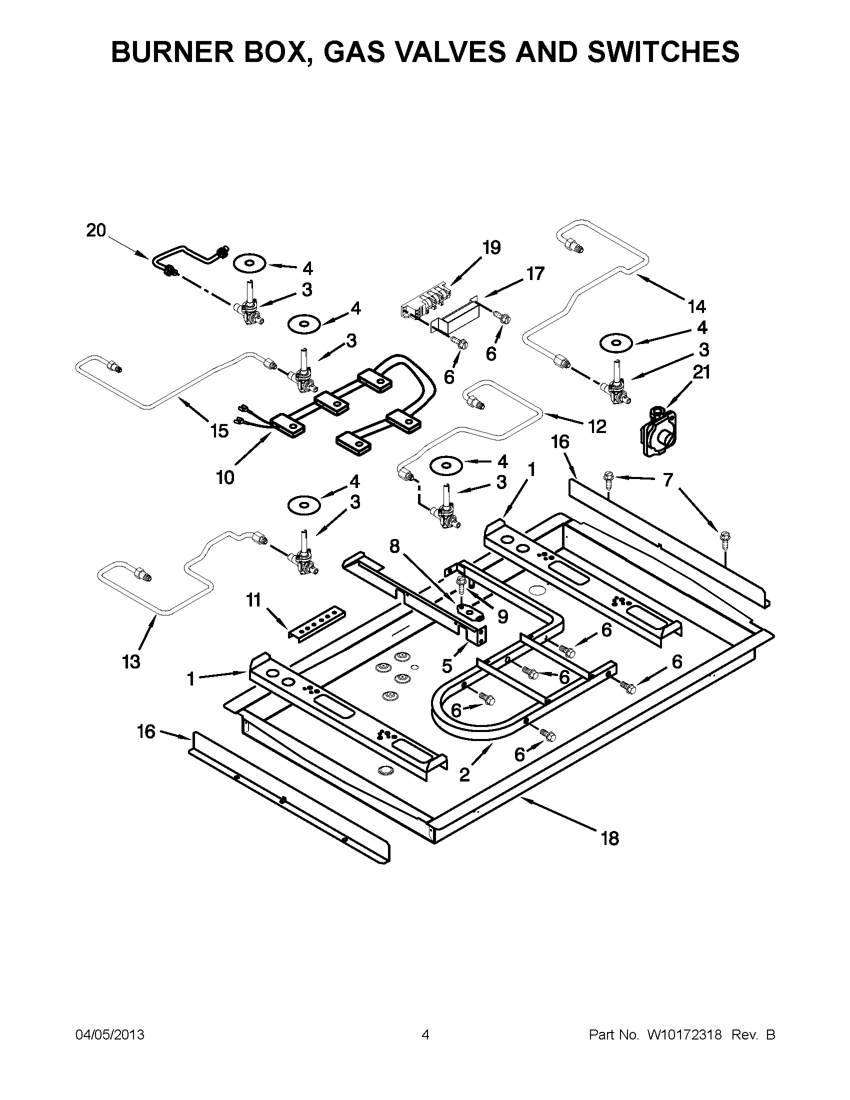 02 - BURNER BOX, GAS VALVES AND SWITCHES
