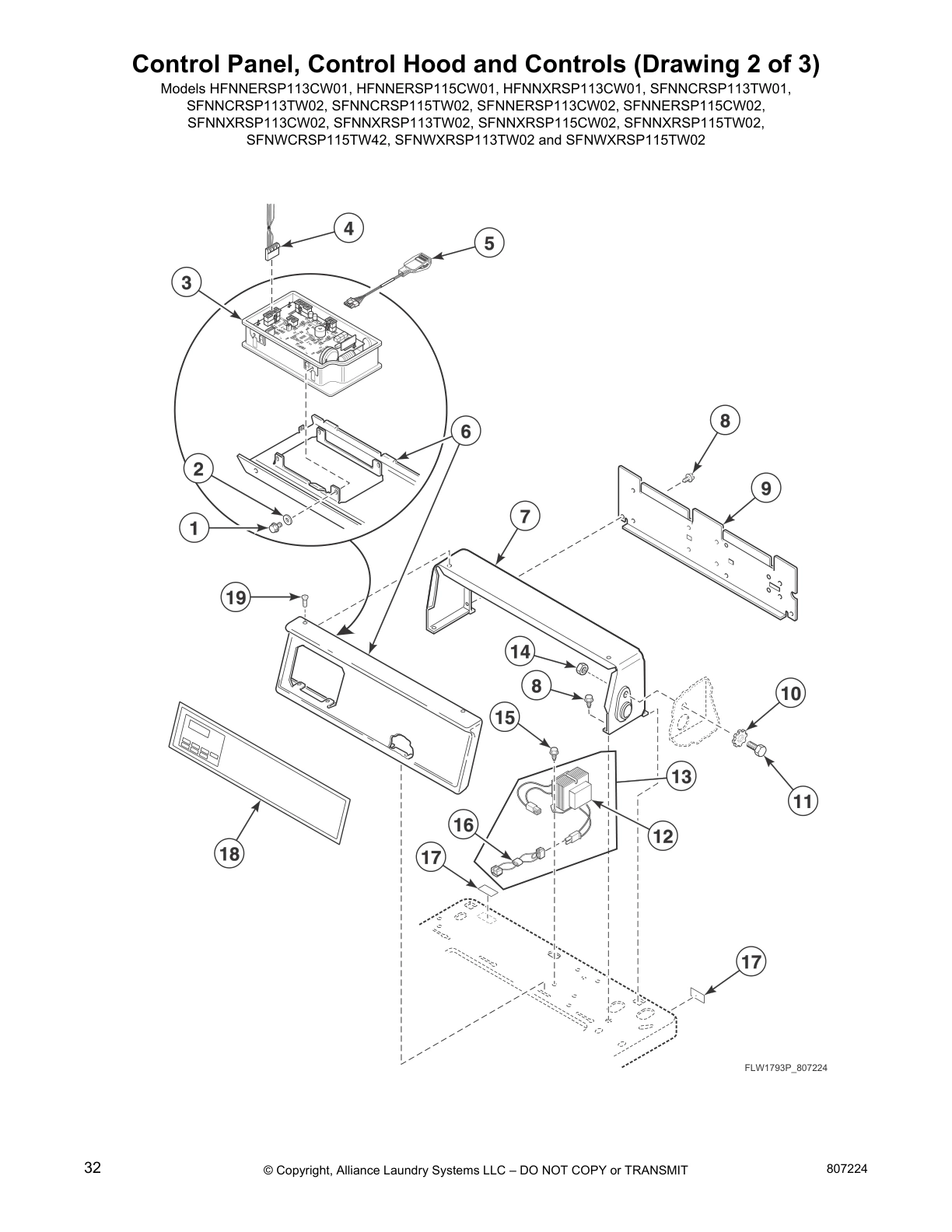Control Panel, Control Hood and Controls (Drawing 2 of 3)