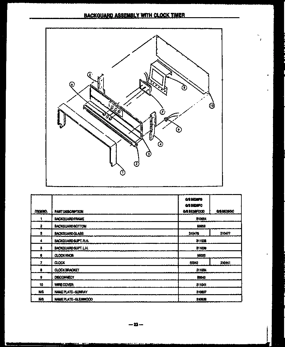 01 - BACKGUARD ASSY WITH CLOCK TIMER