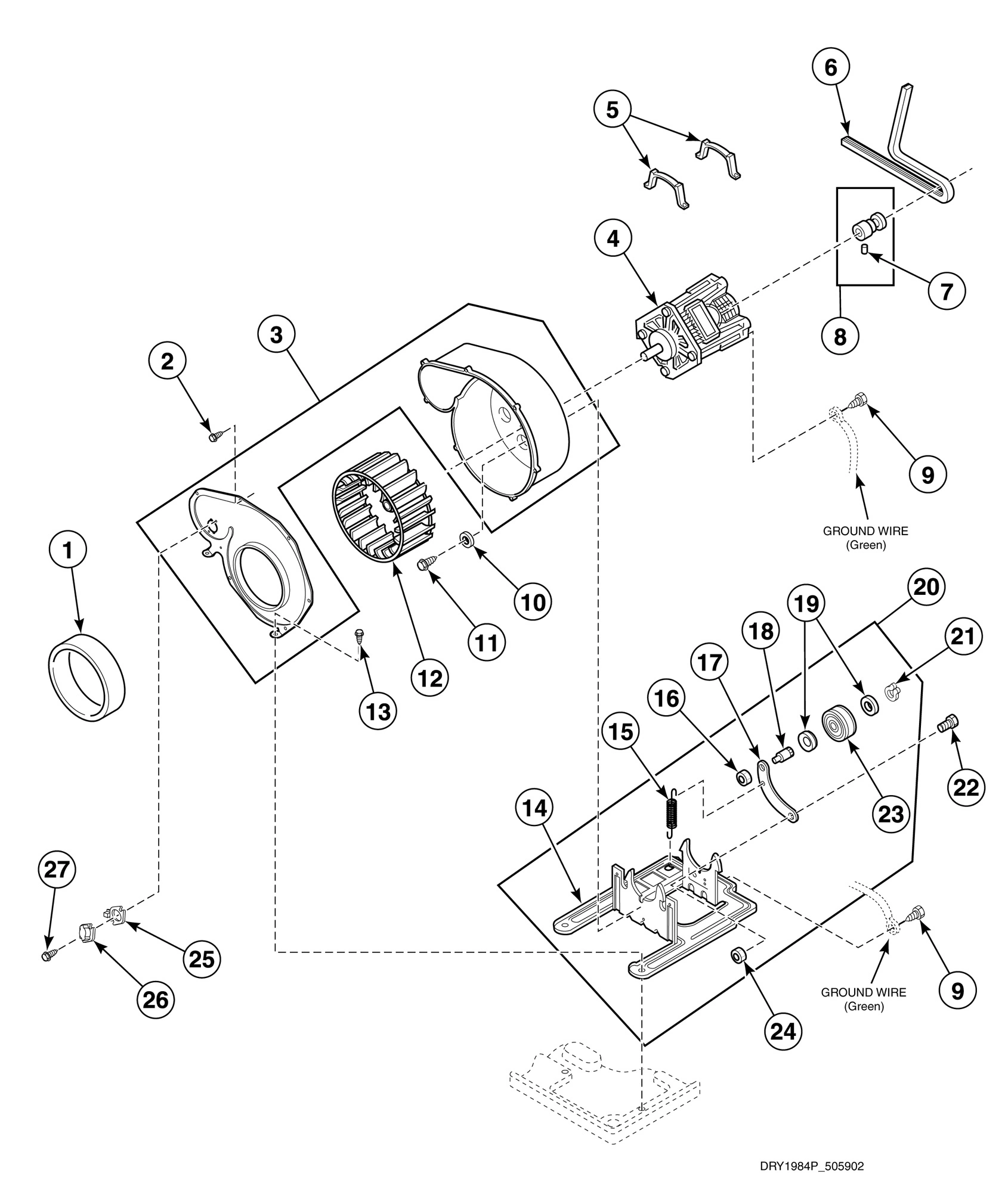 Motor, Exhaust Fan and Belt