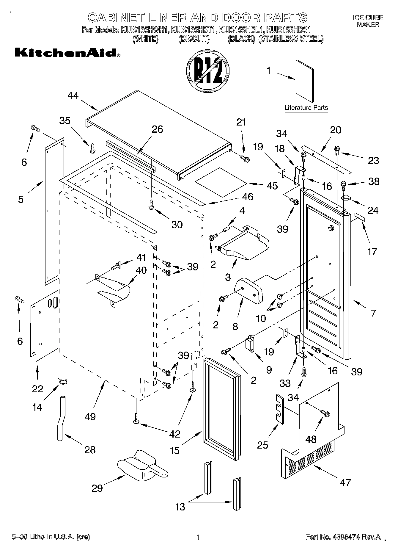 01 - CABINET LINER AND DOOR, LIT/OPTIONAL