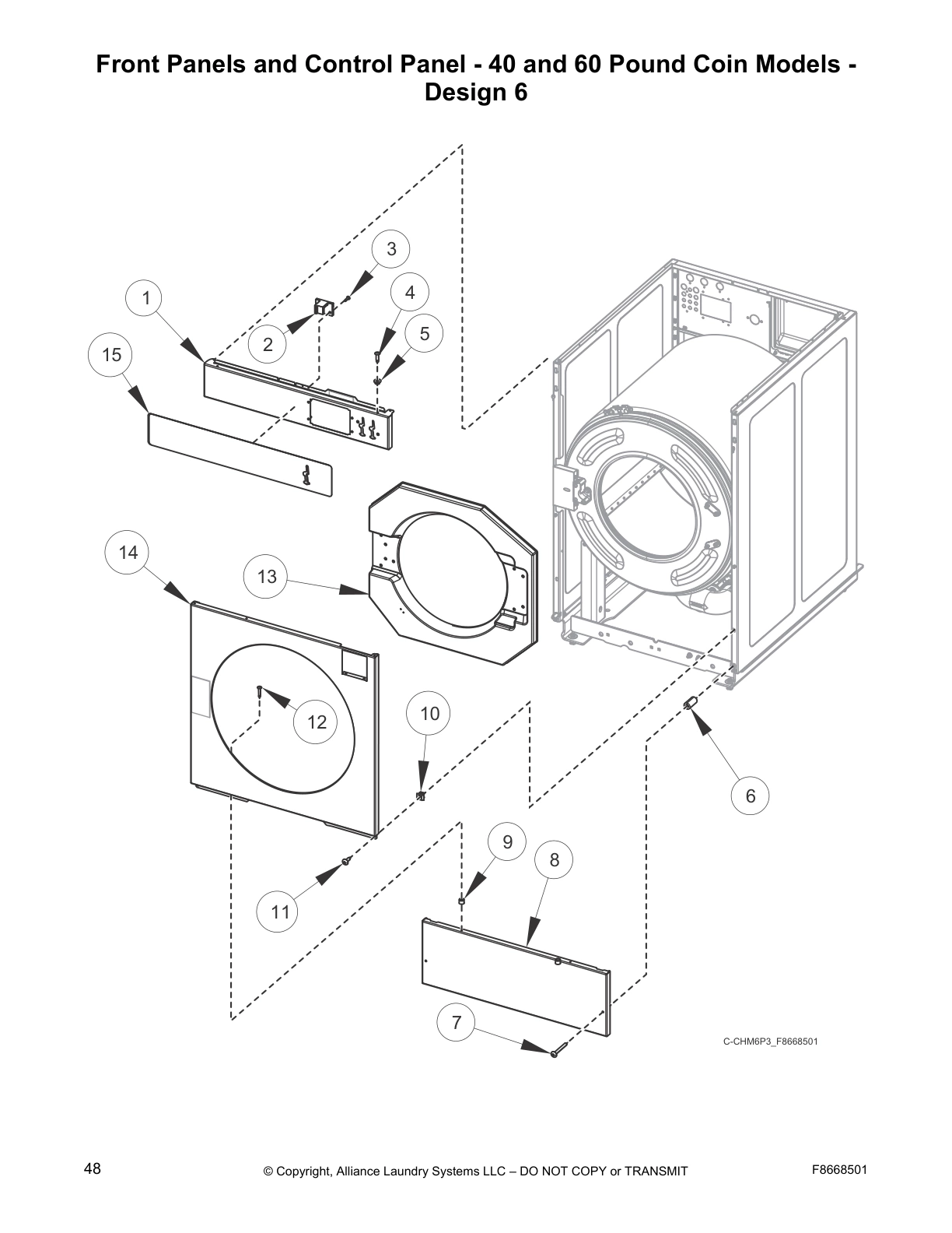 Front Panels and Control Panel - 40 and 60 Pound Coin Models - 
Design 6