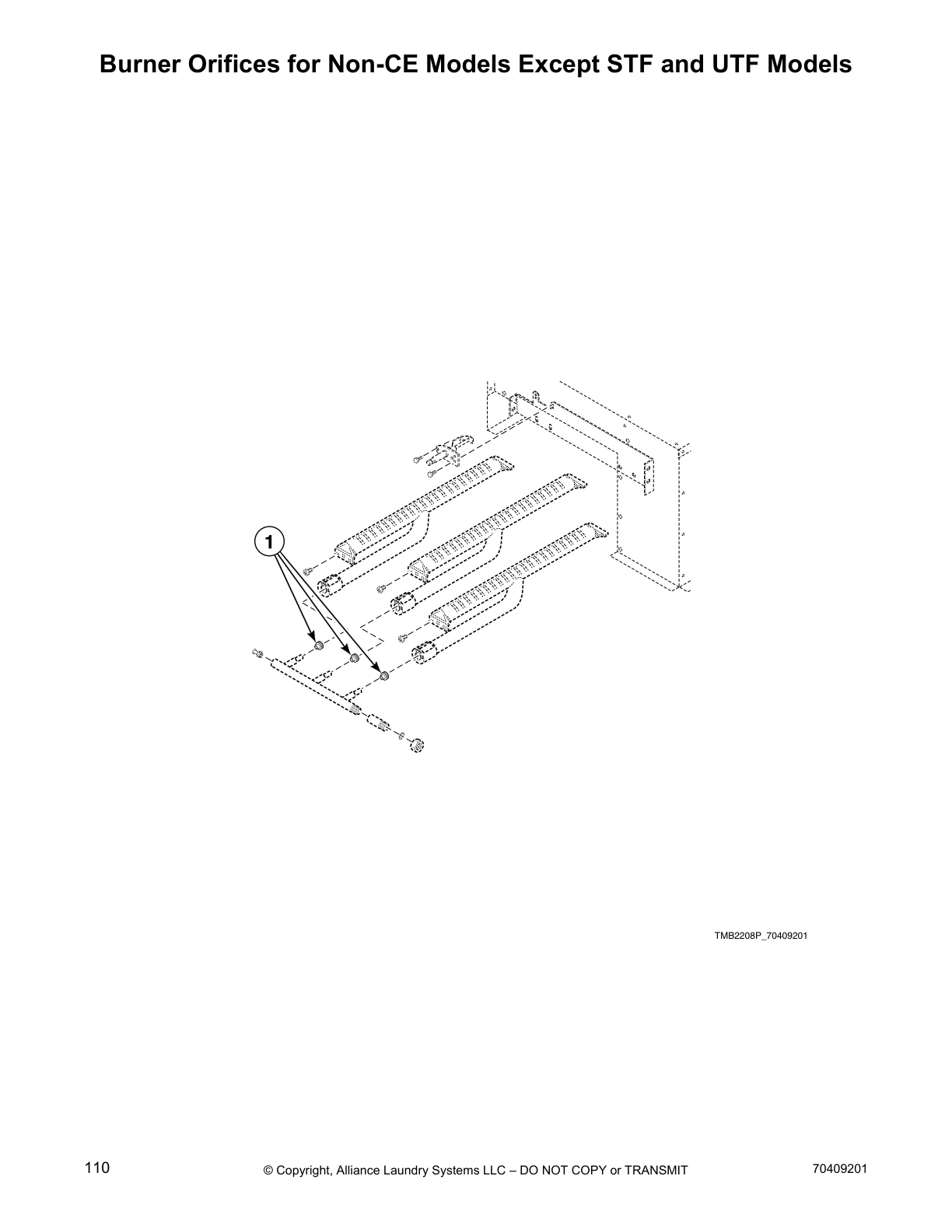 Burner Orifices for Non-CE Models Except STF and UTF Models