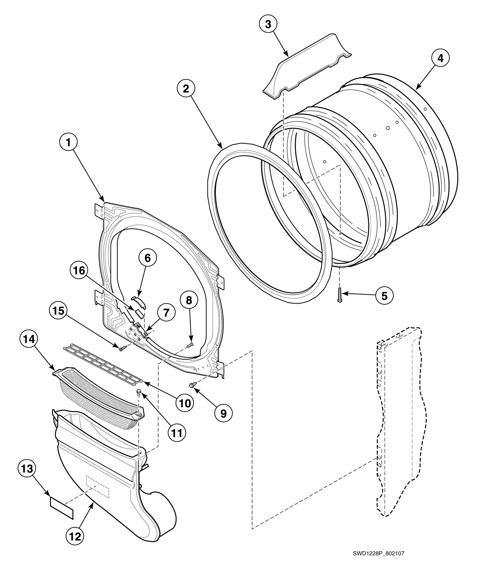 Front Bulkhead, Air Duct, Felt Seal and Cylinder