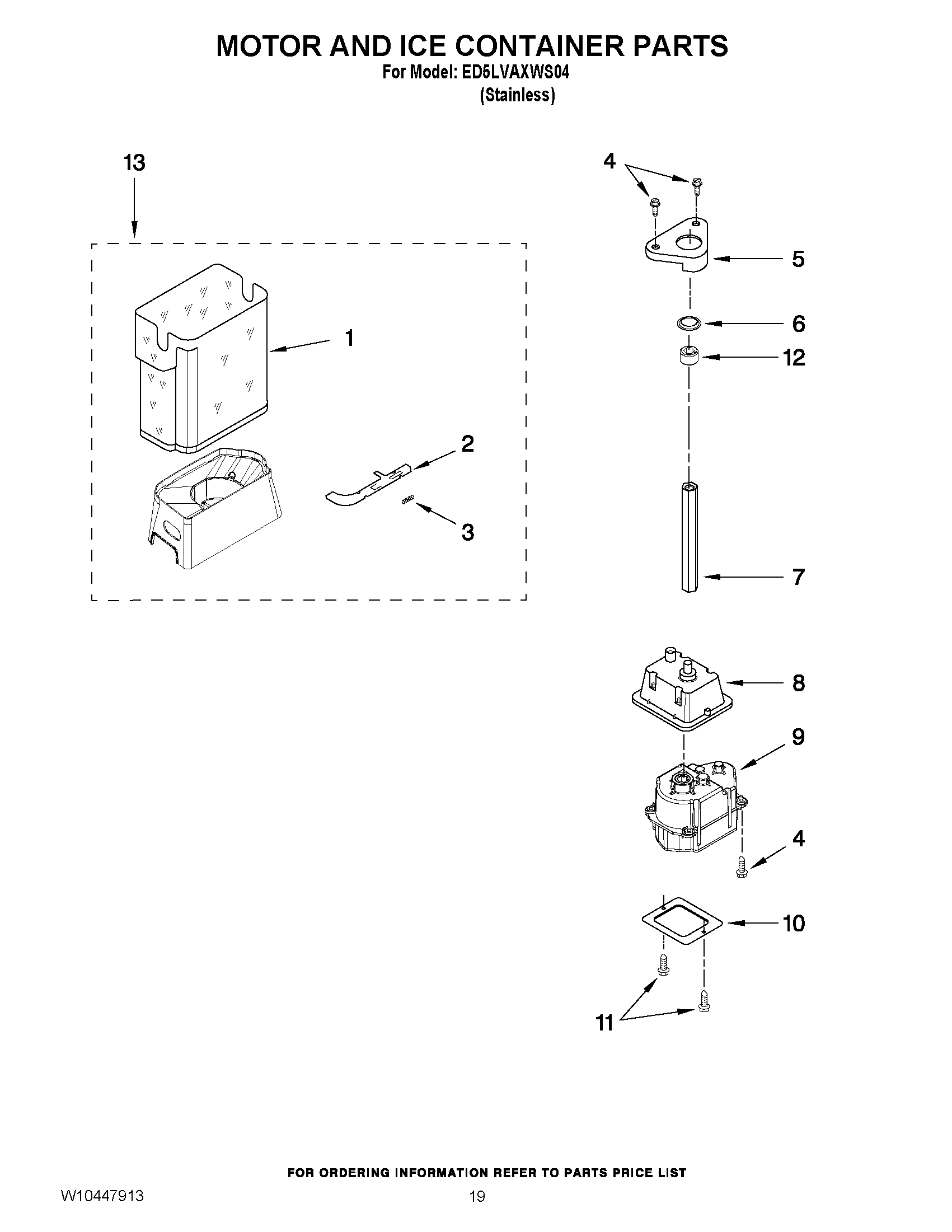 12 - MOTOR AND ICE CONTAINER PARTS