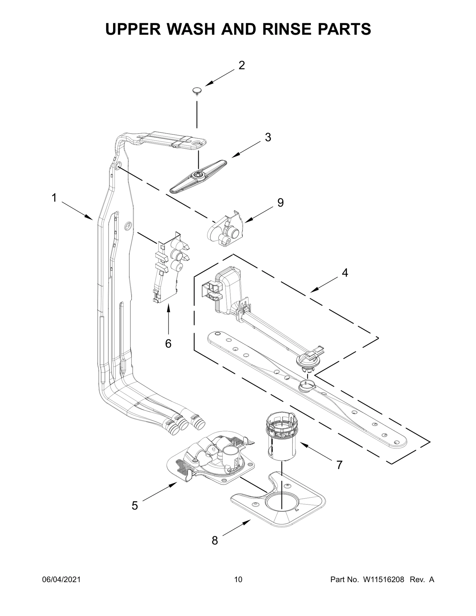 UPPER WASH AND RINSE PARTS