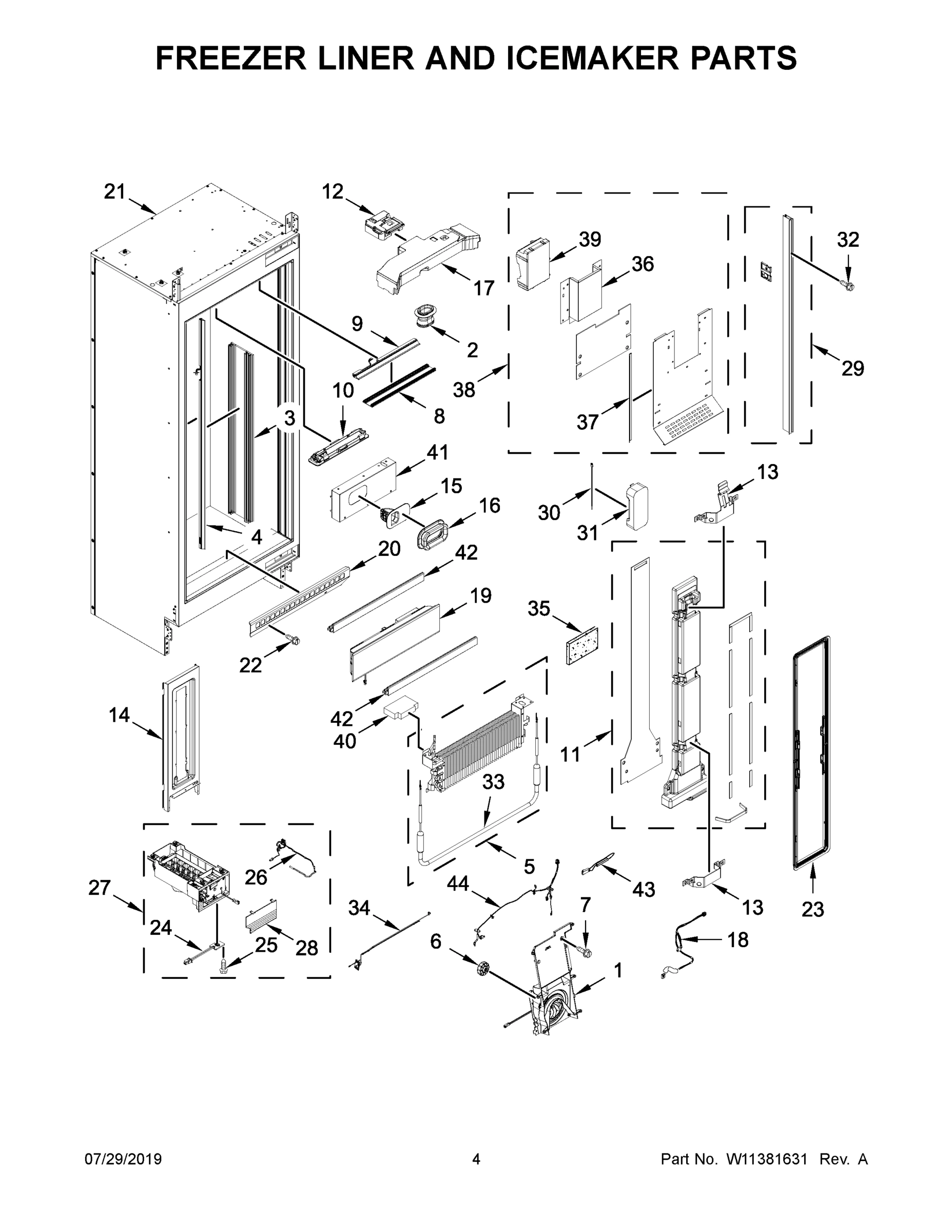 03 - FREEZER LINER AND ICEMAKER PARTS