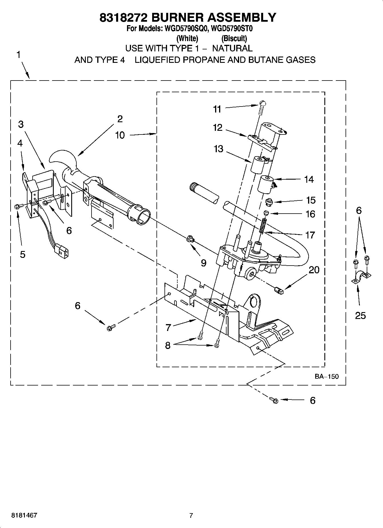 04 - 8318272 BURNER ASSEMBLY, OPTIONAL PARTS (NOT INCLUDED)