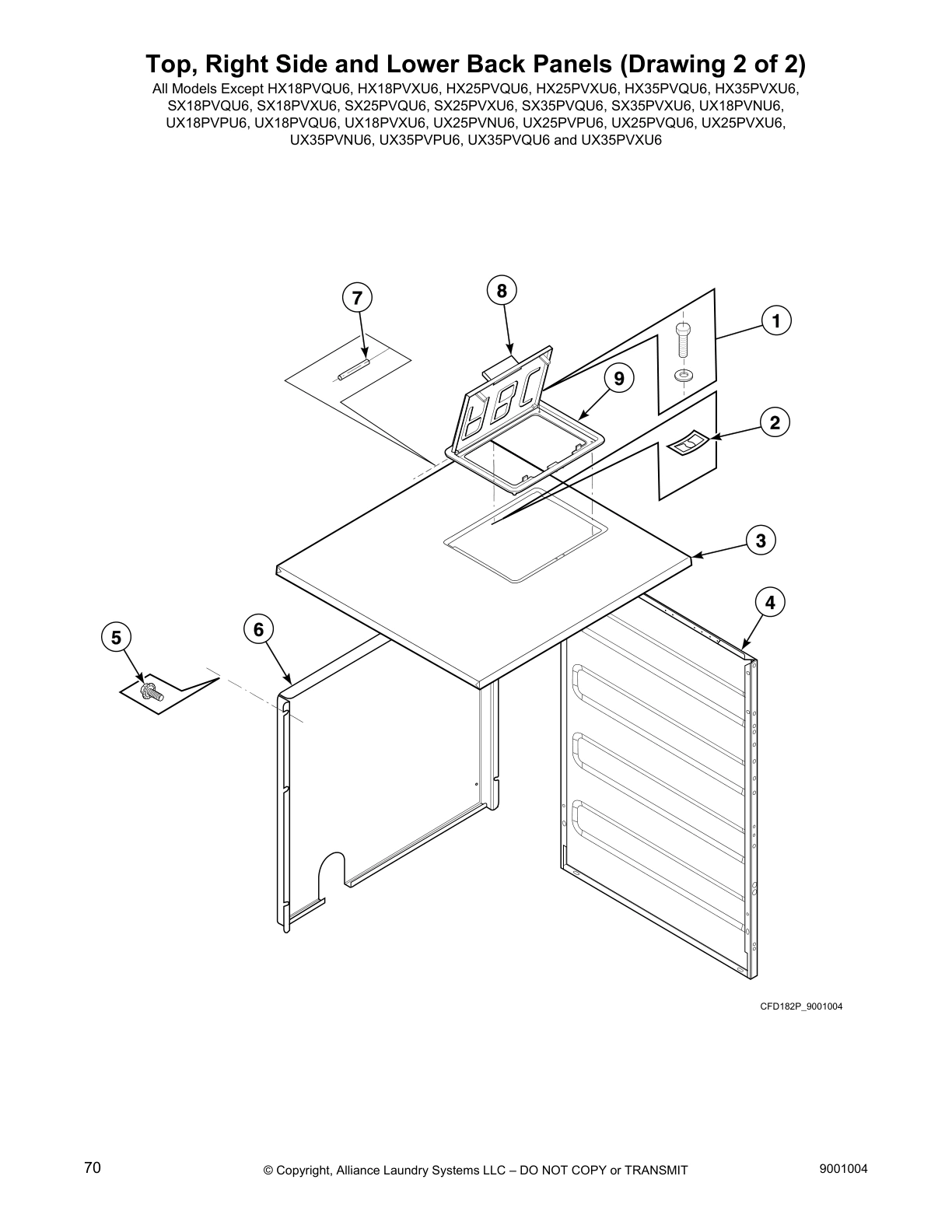 Top, Right Side and Lower Back Panels (Drawing 2 of 2)