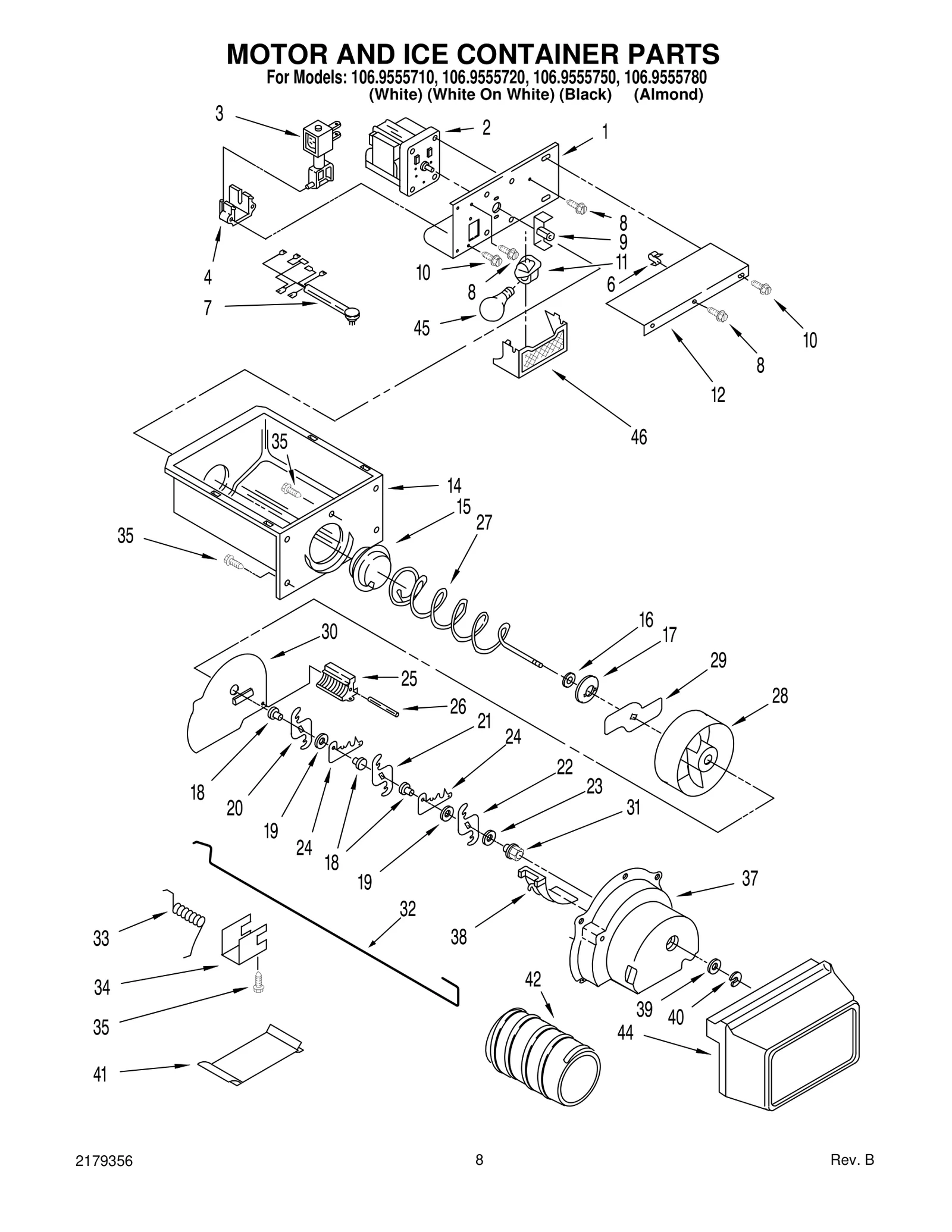 MOTOR AND ICE CONTAINER PARTS