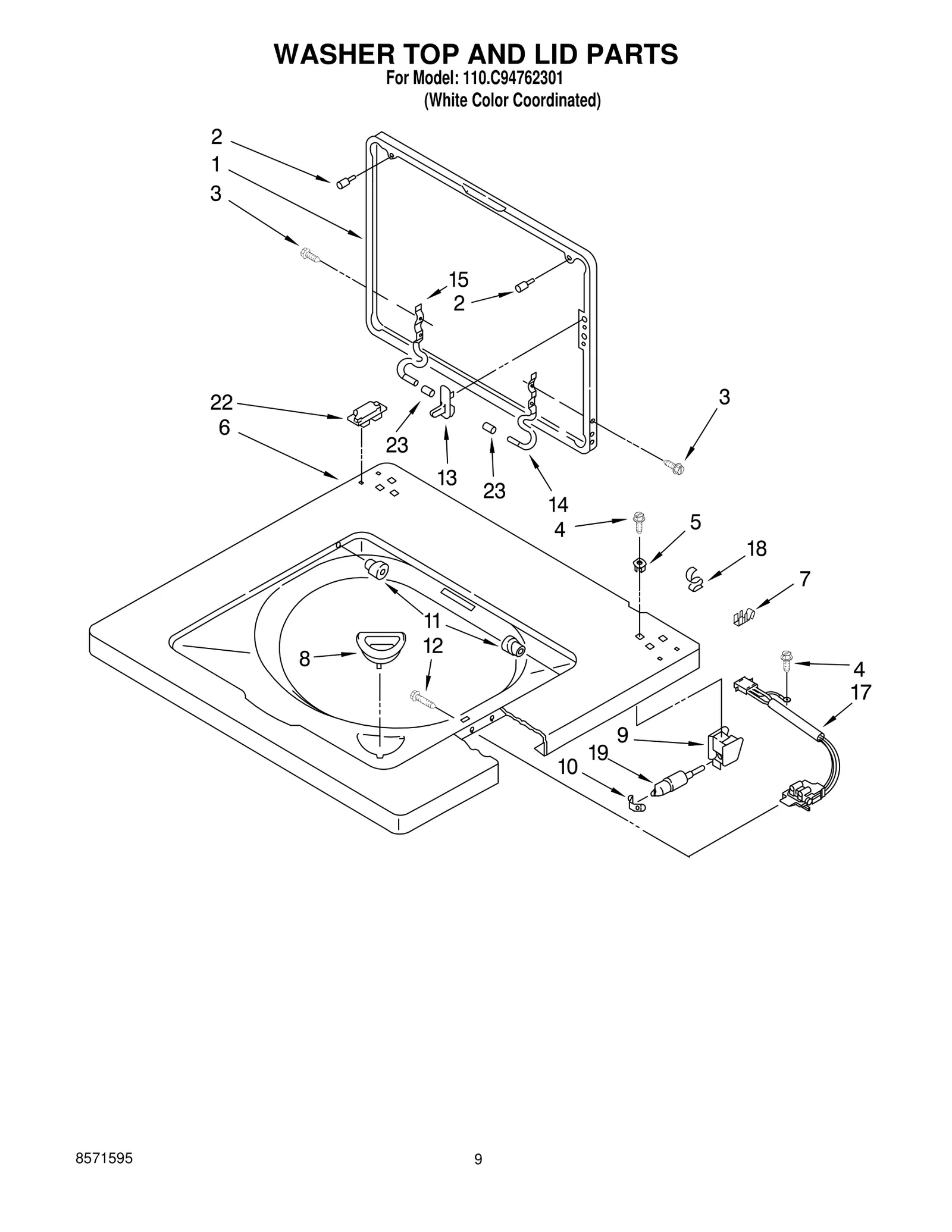 WASHER TOP AND LID PARTS