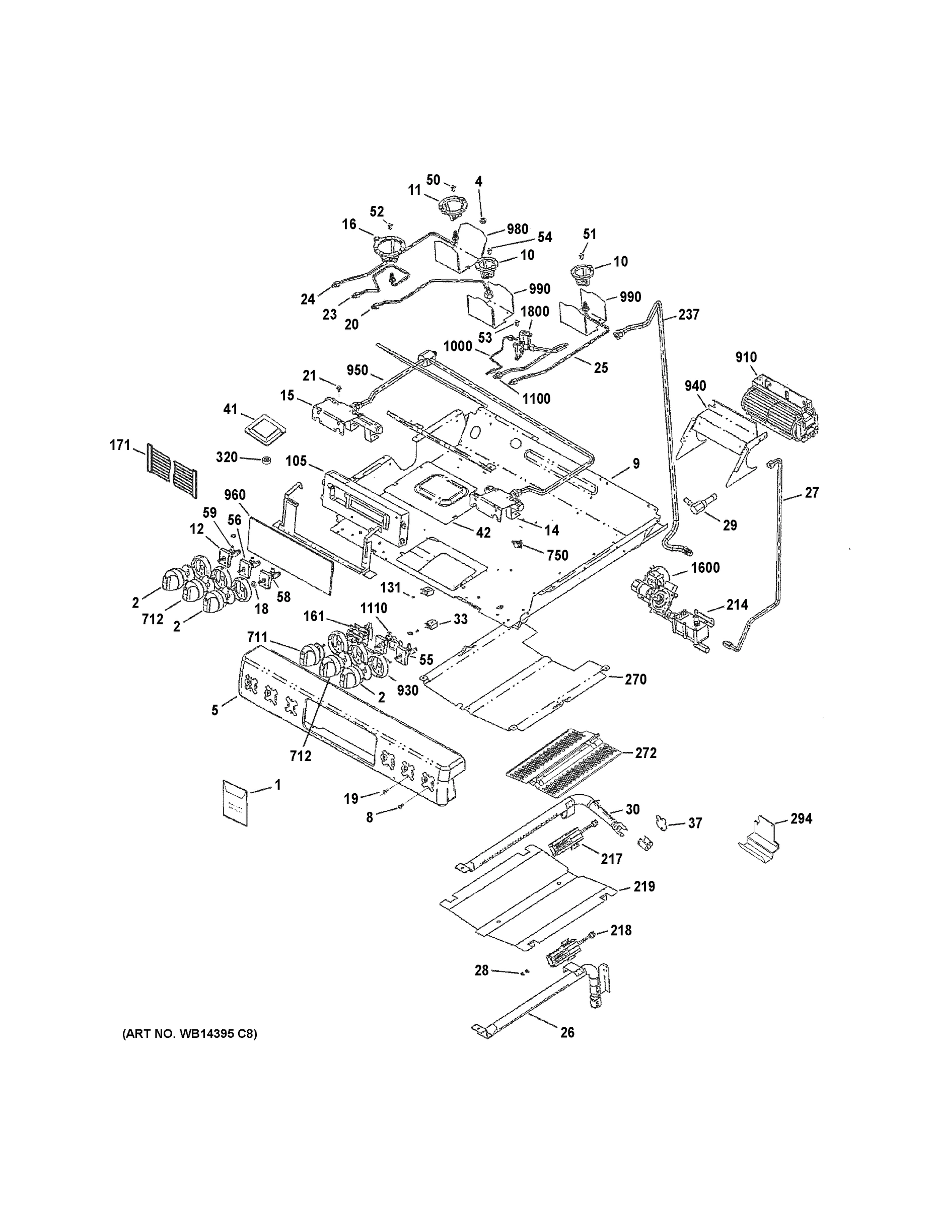 CONTROL PANEL, GAS & BURNER PARTS
