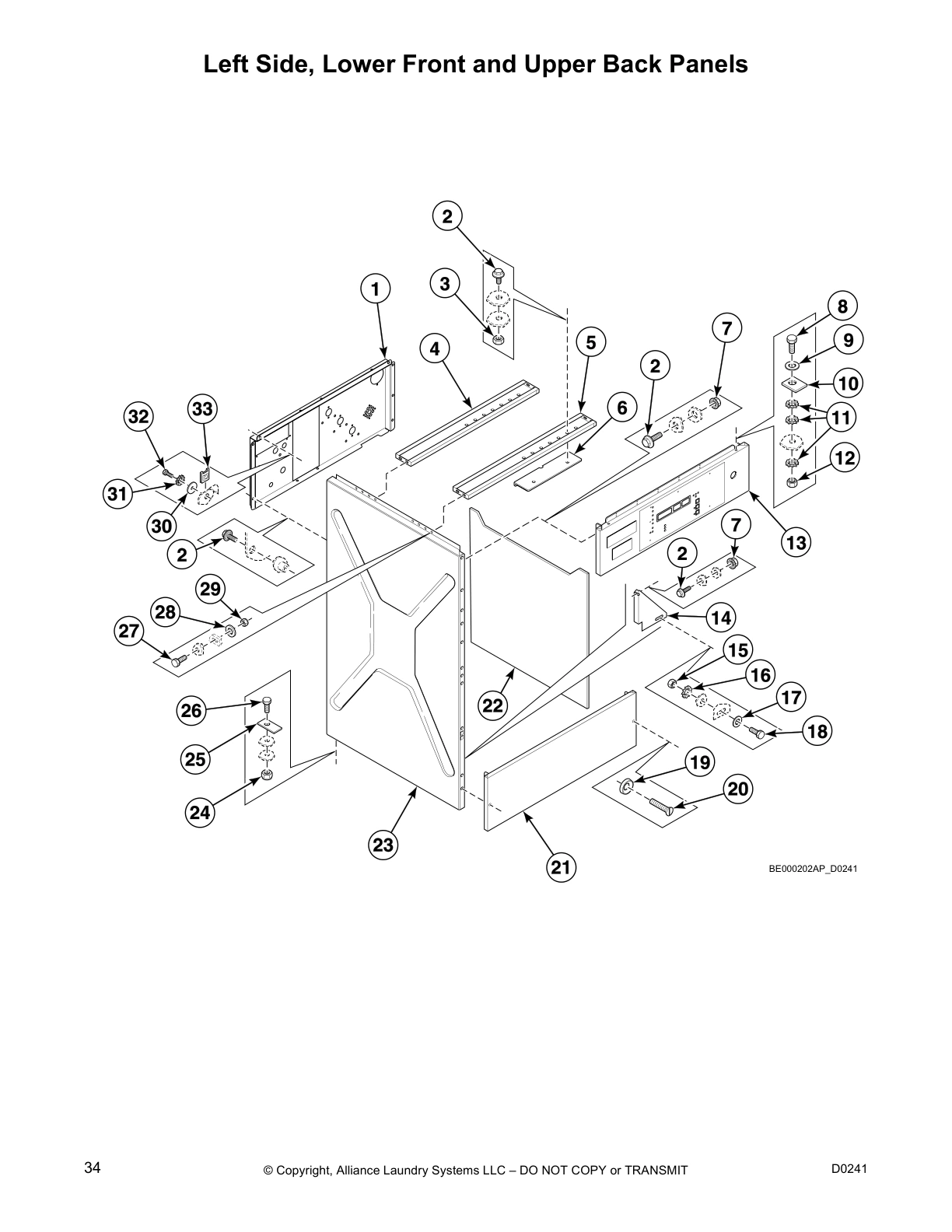 Left Side, Lower Front and Upper Back Panels