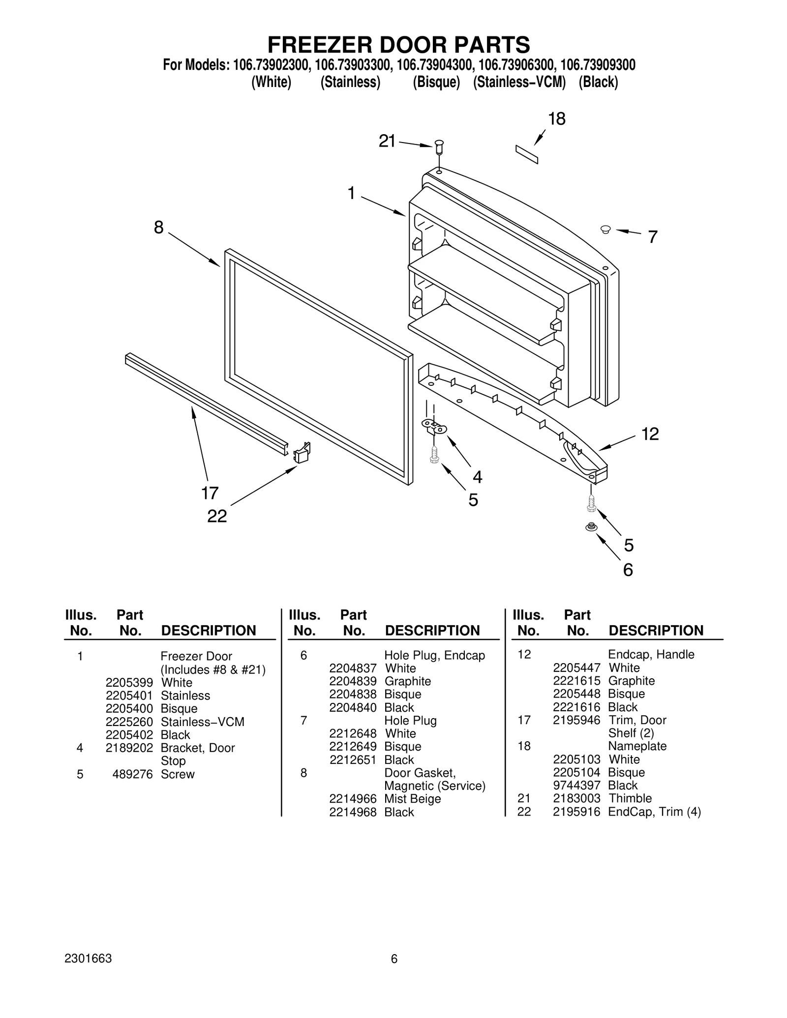 FREEZER DOOR PARTS