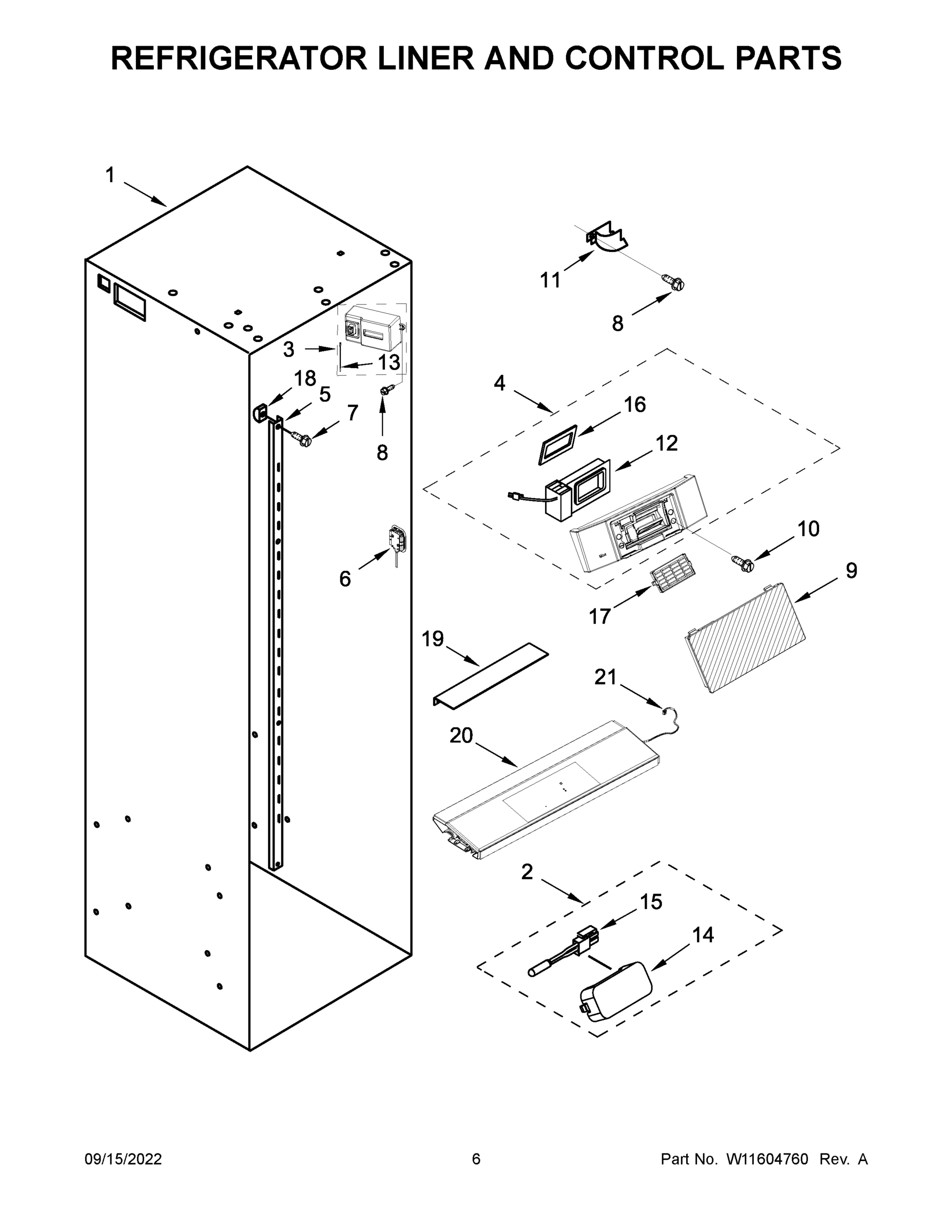 04 - REFRIGERATOR LINER AND CONTROL PARTS