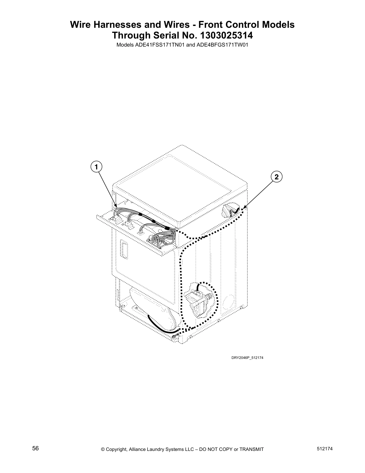 Wire Harnesses and Wires - Front Control Models 
Through Serial No. 1303025314