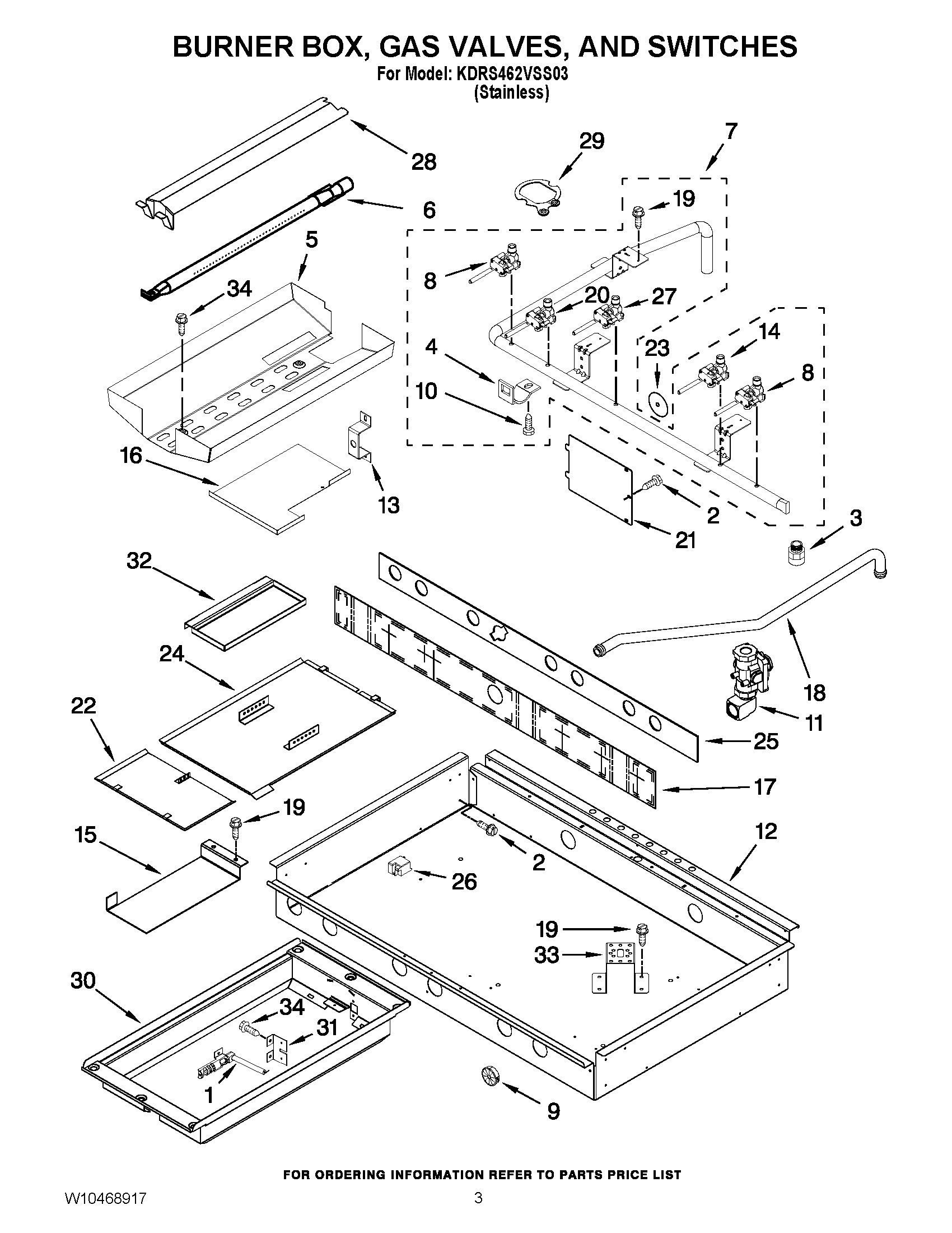 02 - BURNER BOX, GAS VALVES, AND SWITCHES
