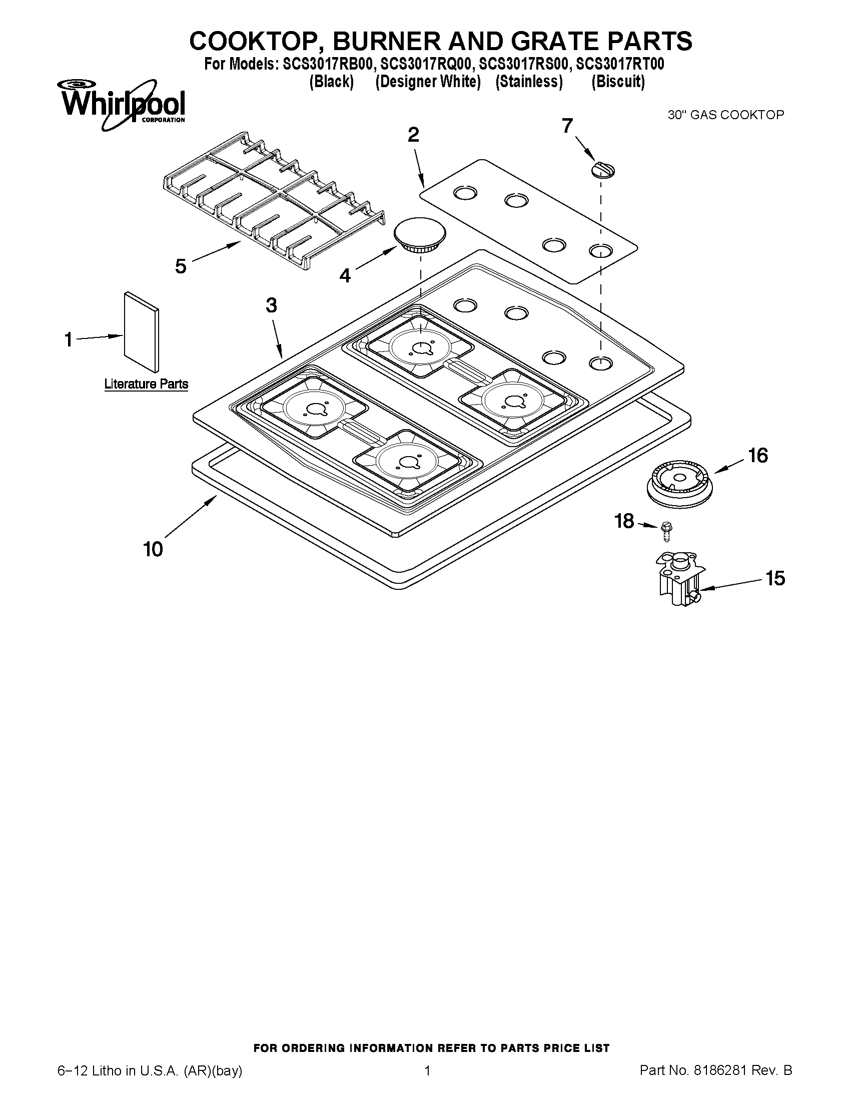 01 - COOKTOP, BURNER AND GRATE PARTS