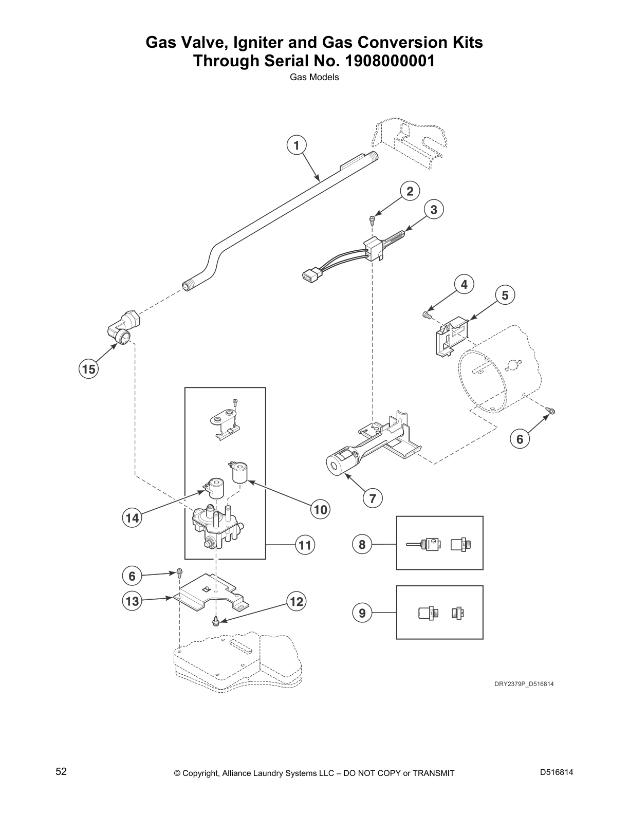 Gas Valve, Igniter and Gas Conversion Kits
Through Serial No. 1908000001