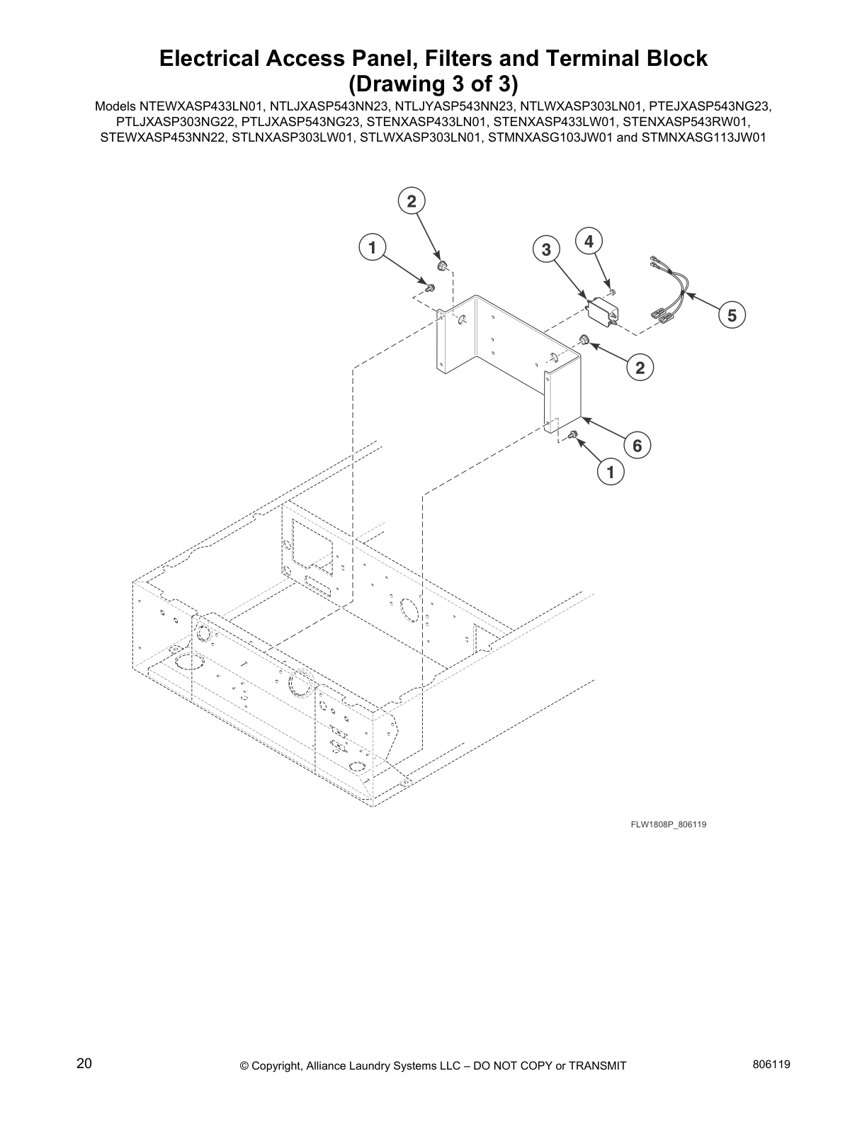 Electrical Access Panel, Filters and Terminal Block
(Drawing 3 of 3)