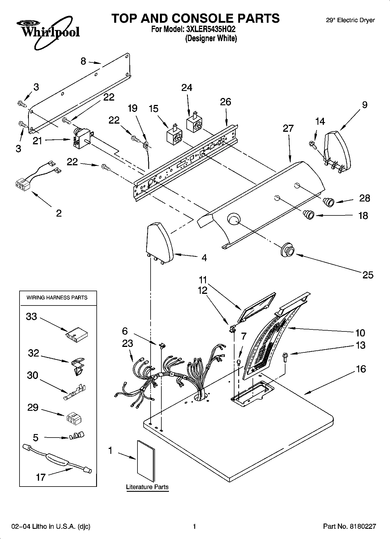 01 - TOP AND CONSOLE PARTS OPTIONAL PARTS (NOT INCLUDED)