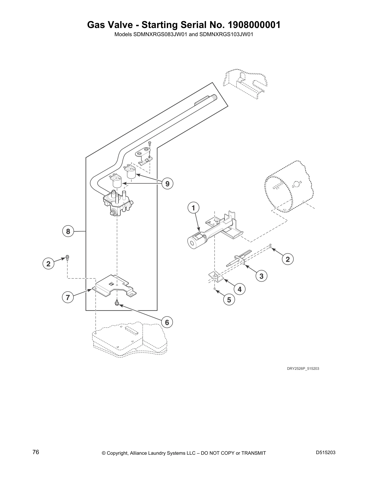 Gas Valve - Starting Serial No. 1908000001