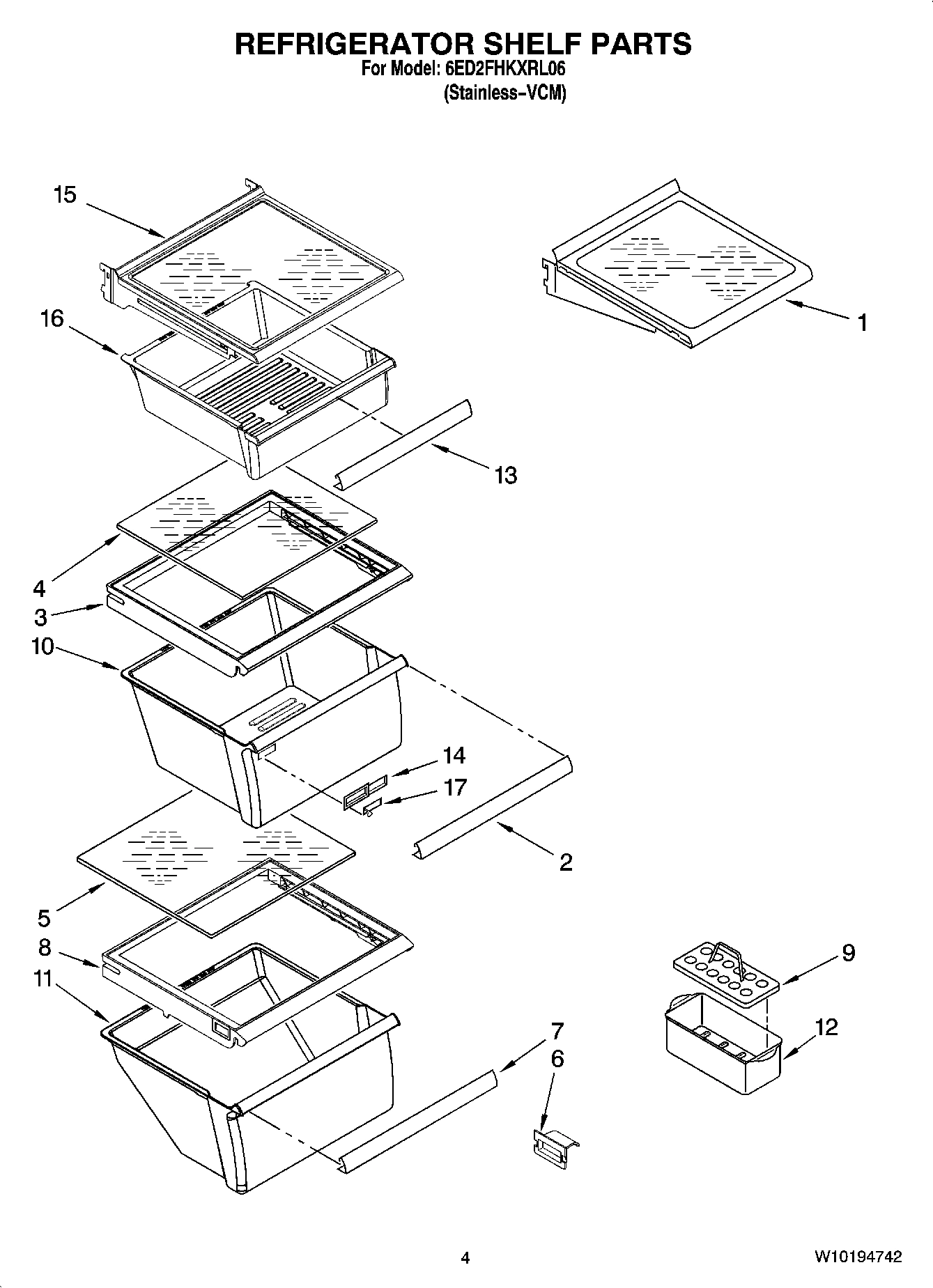 03 - REFRIGERATOR SHELF PARTS