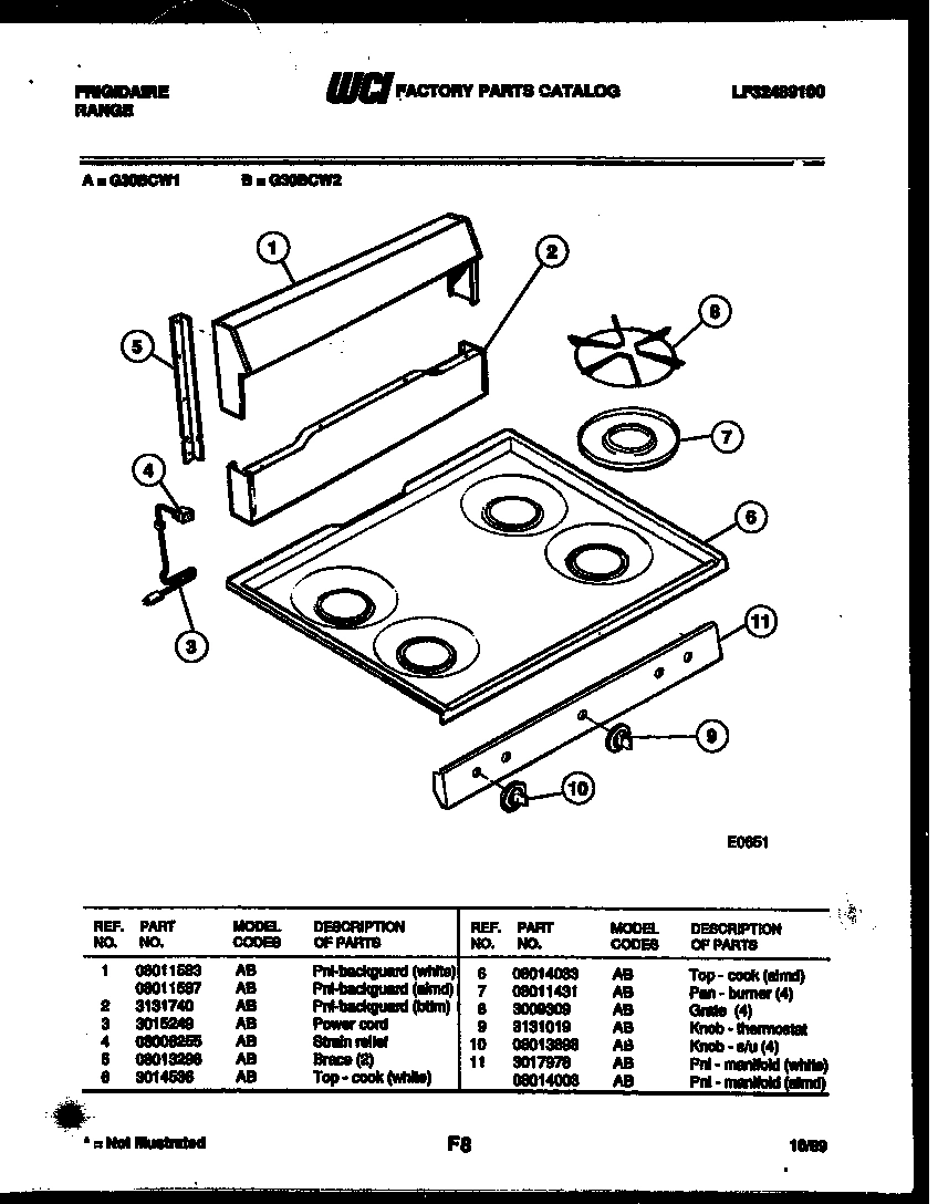 02 - BACKGUARD AND COOKTOP PARTS