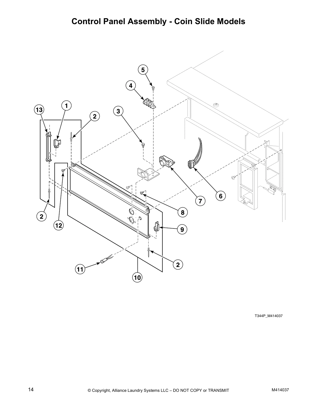 Control Panel Assembly - Coin Slide Models