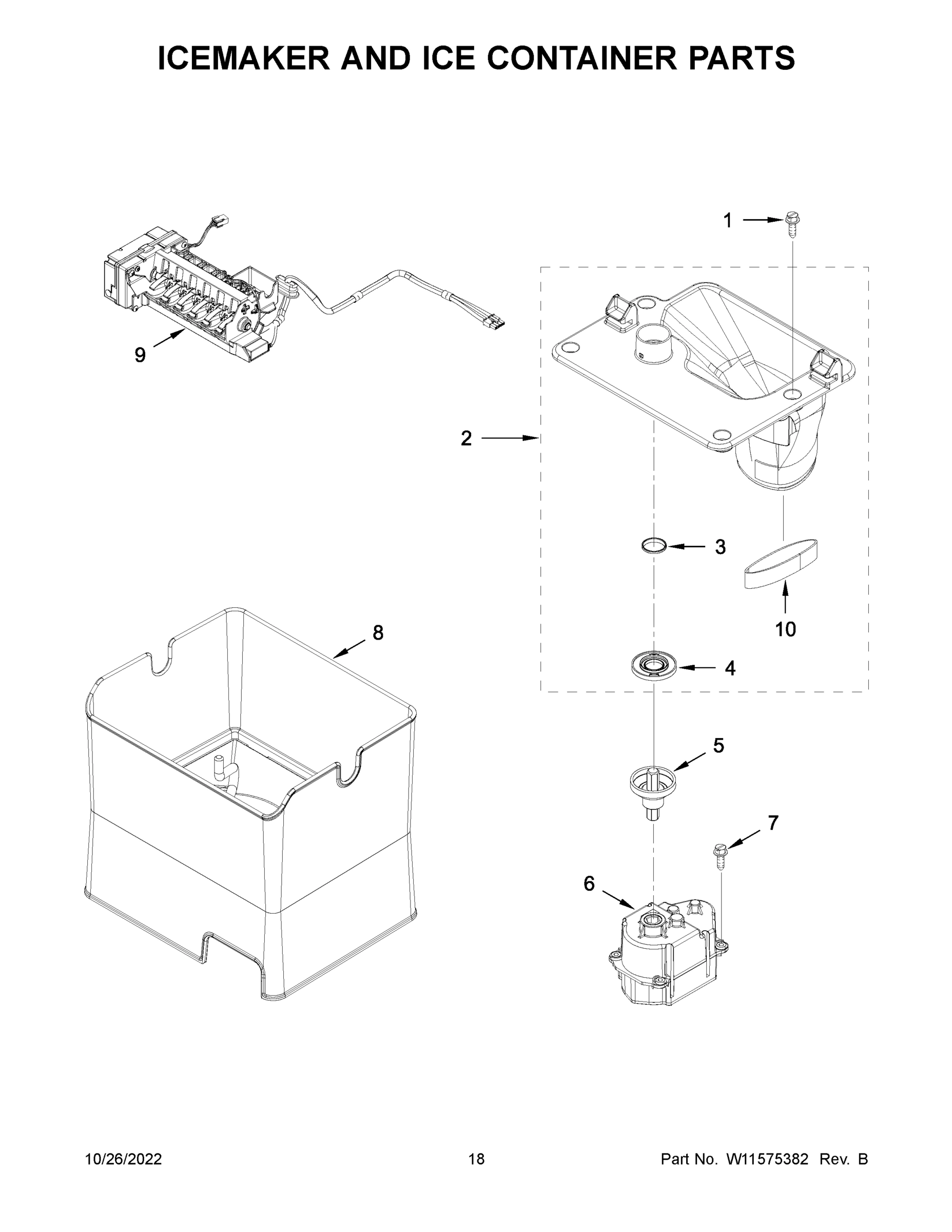 10 - ICEMAKER AND ICE CONTAINER PARTS