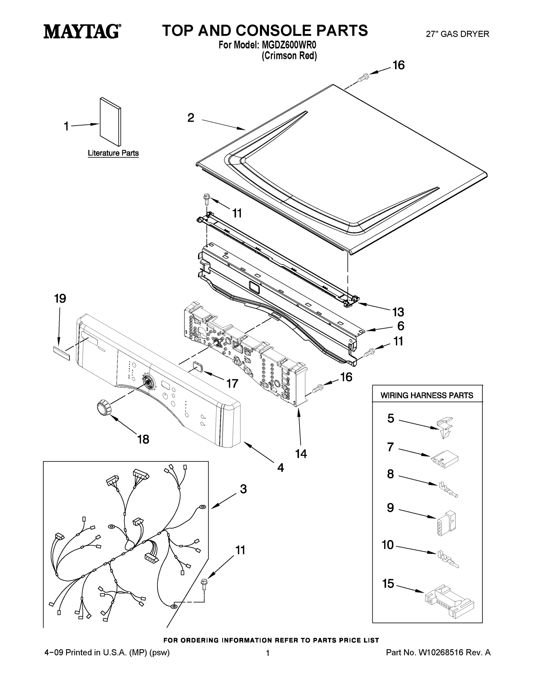 01 - TOP AND CONSOLE PARTS