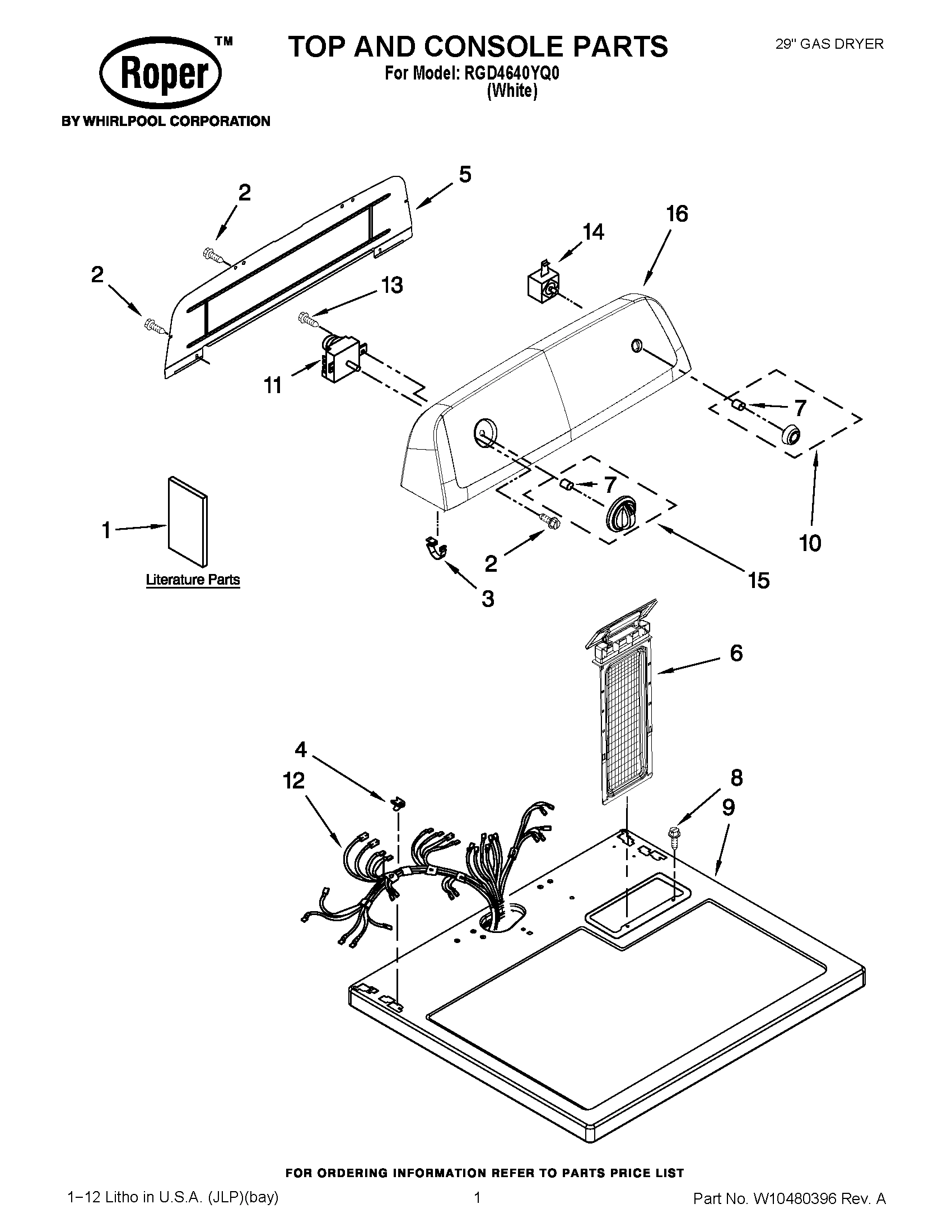 01 - TOP AND CONSOLE PARTS