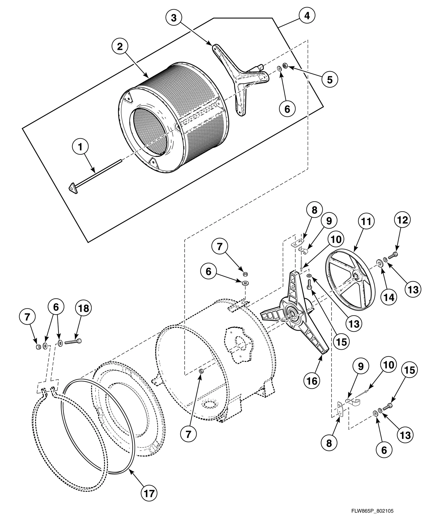 Inner Basket, Trunnion, Bearing Housing and Pulley