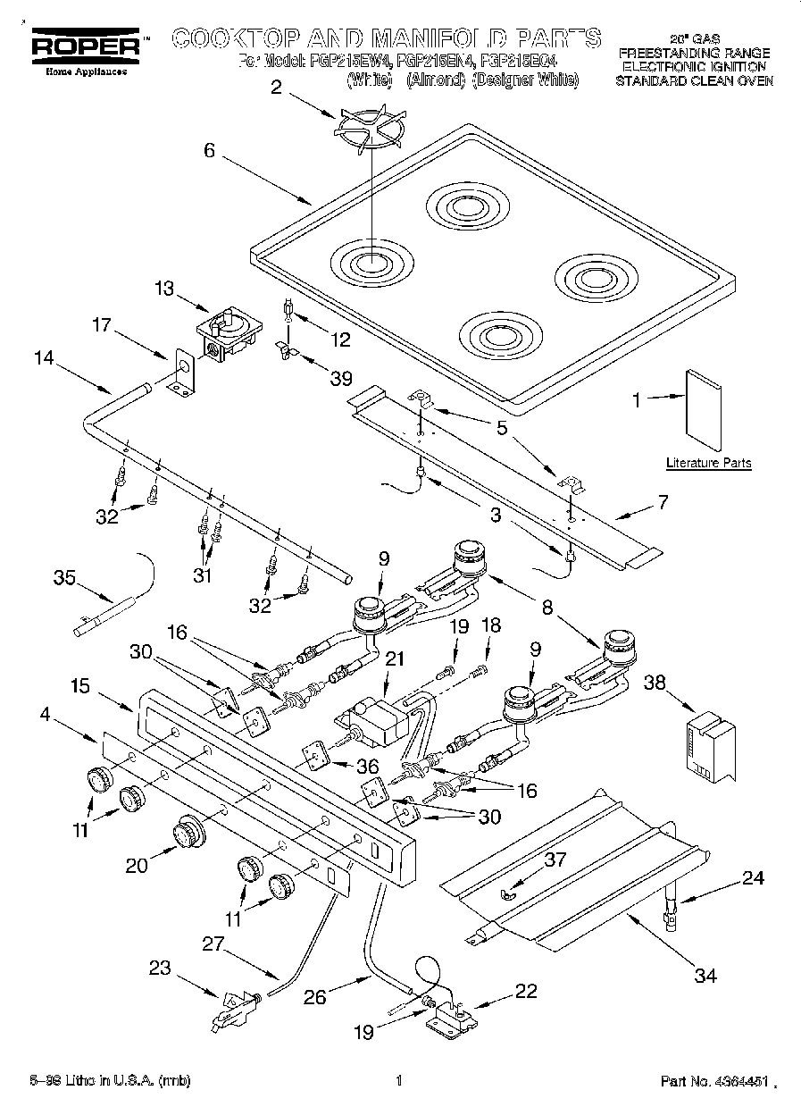 01 - COOKTOP AND MANIFOLD, LITERATURE