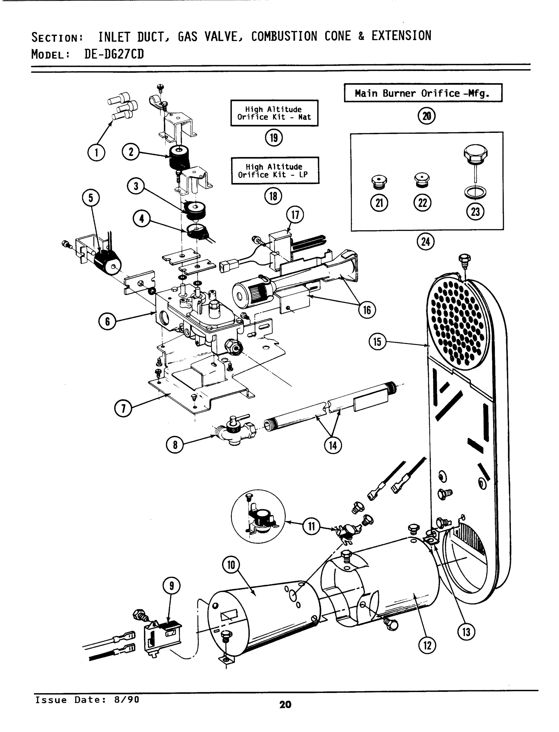 01 - INLET DUCT, GAS VALVE, CONE & EXTENSION