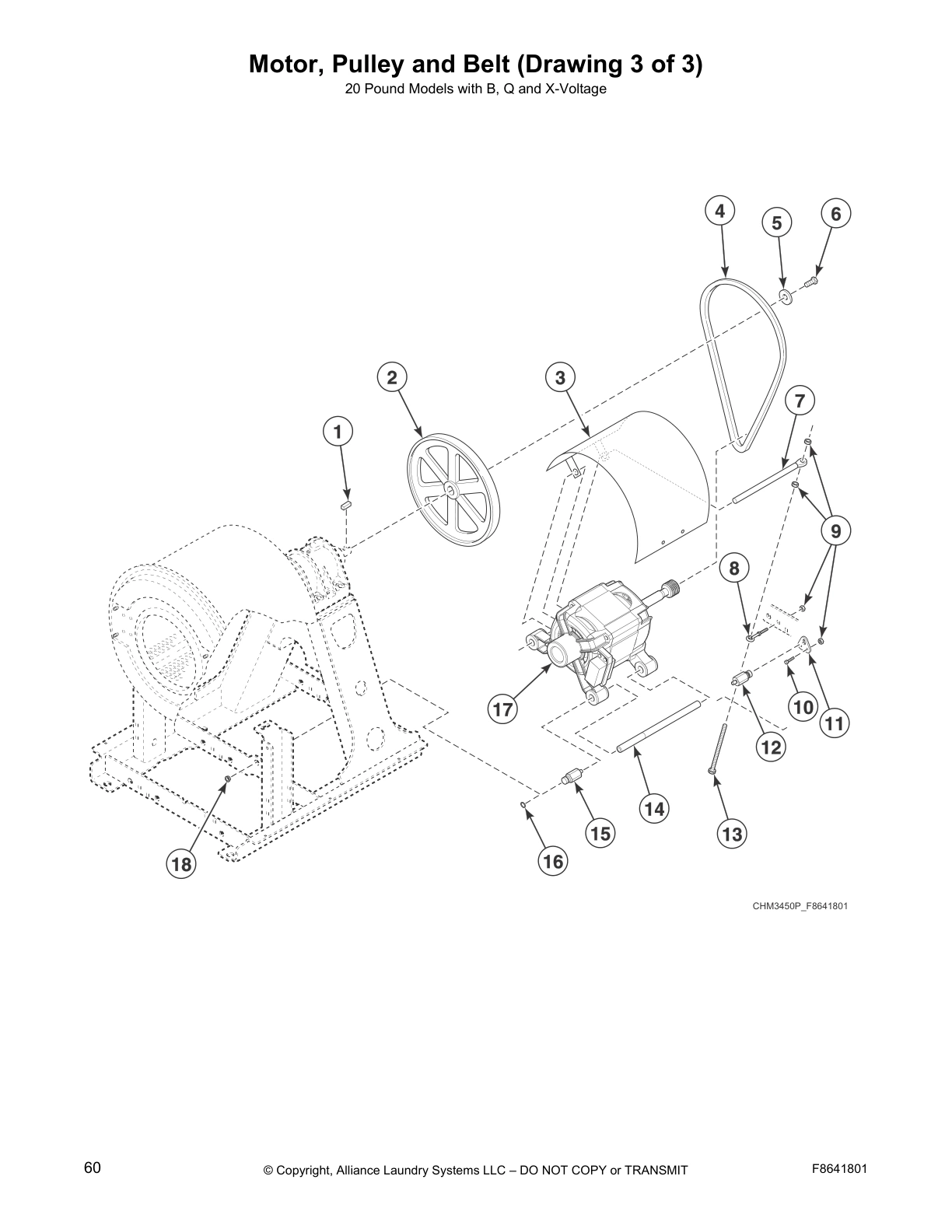 Motor, Pulley and Belt (Drawing 3 of 3)